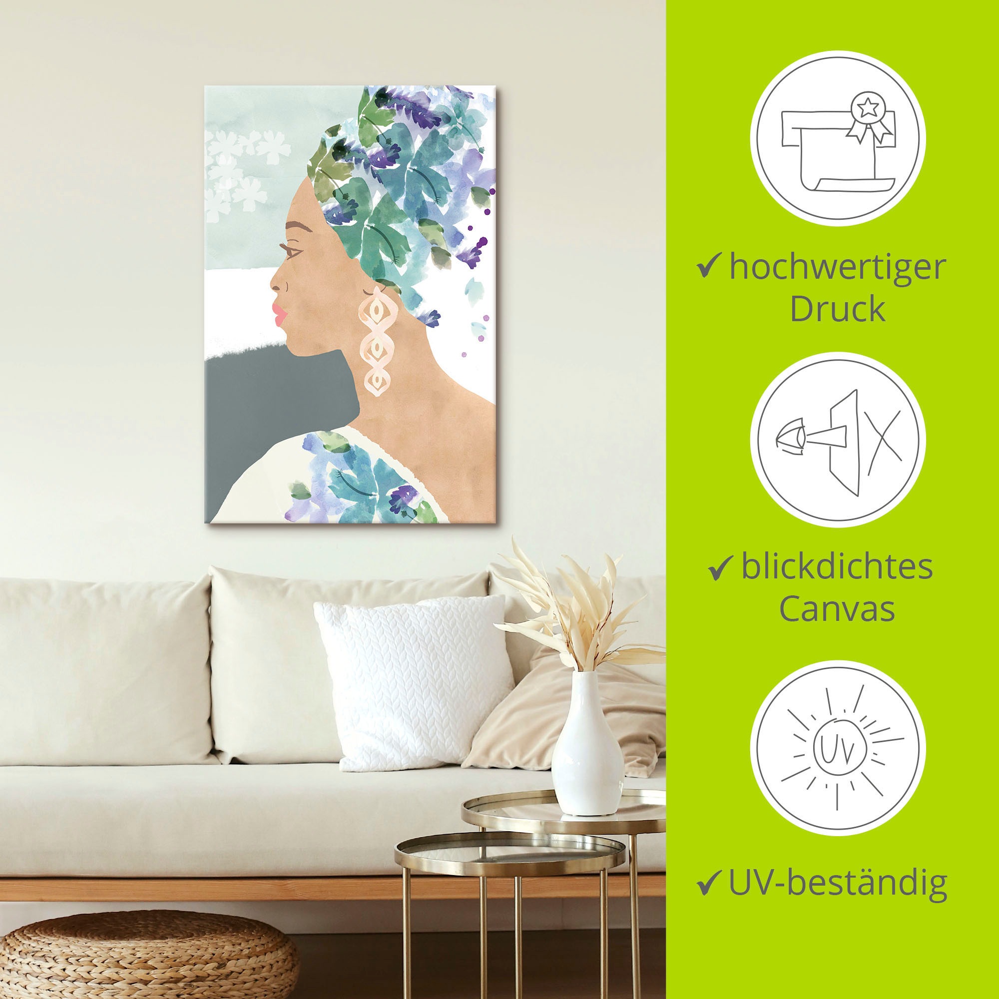 Artland Wandbild »Ava in voller Blüte«, Bilder von Frauen, (1 St.), als Alubild, Leinwandbild, Wandaufkleber oder Poster in versch. Größen