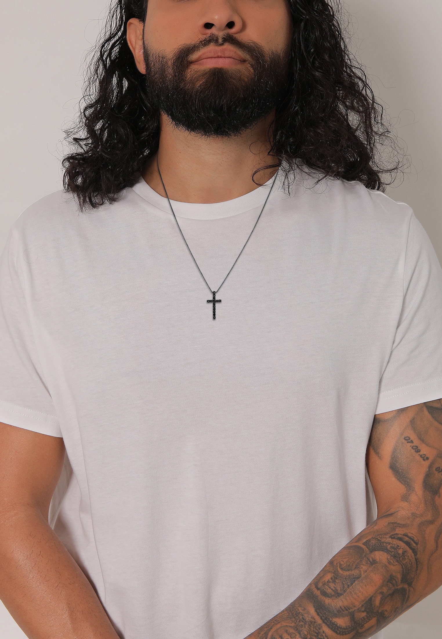 Kuzzoi Lange Kette »Halskette Kreuz Kristalle Religion 925 Silber«