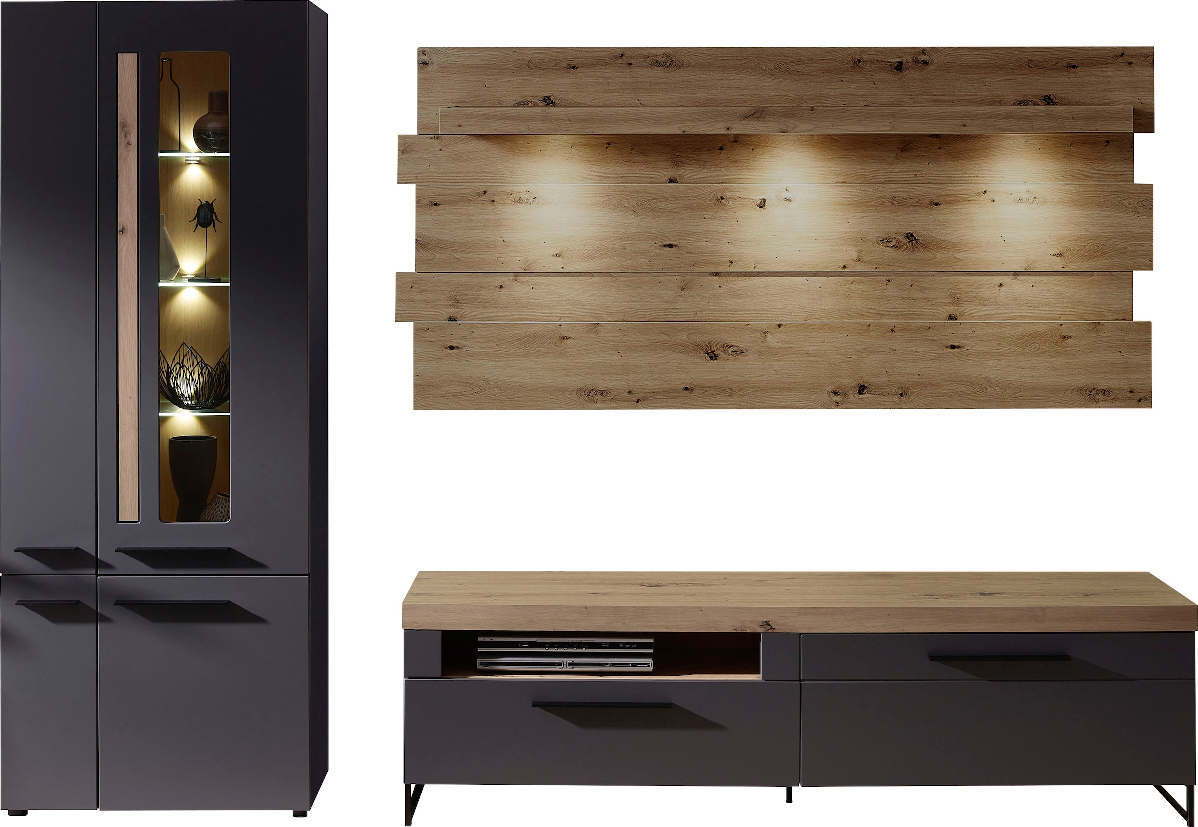 Innostyle Wohnwand »Loft Two«, (3 St.), inklusive LED-Beleuchtung