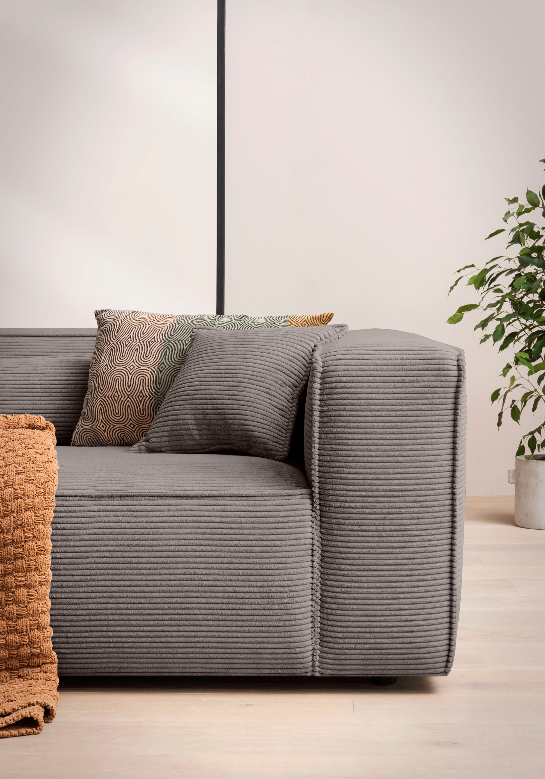 LeGer Home by Lena Gercke Ecksofa »PIARA XXL, Big-Sofa, Cord, Leinenoptik o. Strukturstoff, L-Form«, wahlweise Ottomane rechts/links, Kedernaht, extra tiefe Sitzfläche