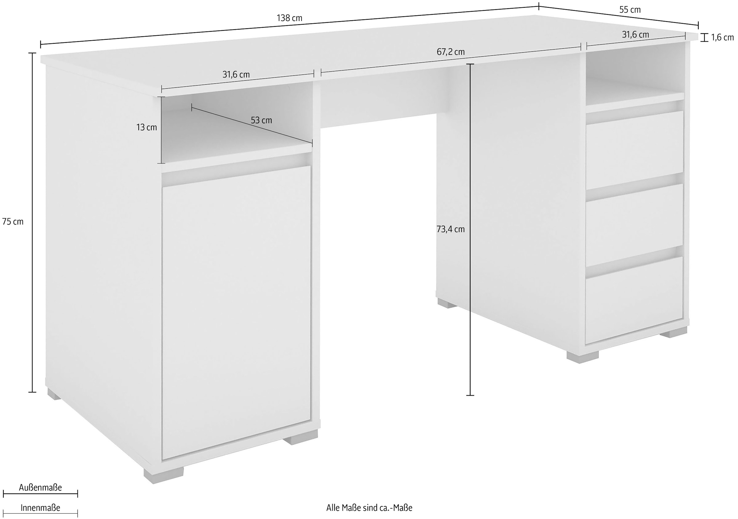 Homexperts Schreibtisch »Loop«, mit 3 Schubkästen und 1 Tür online bei  UNIVERSAL