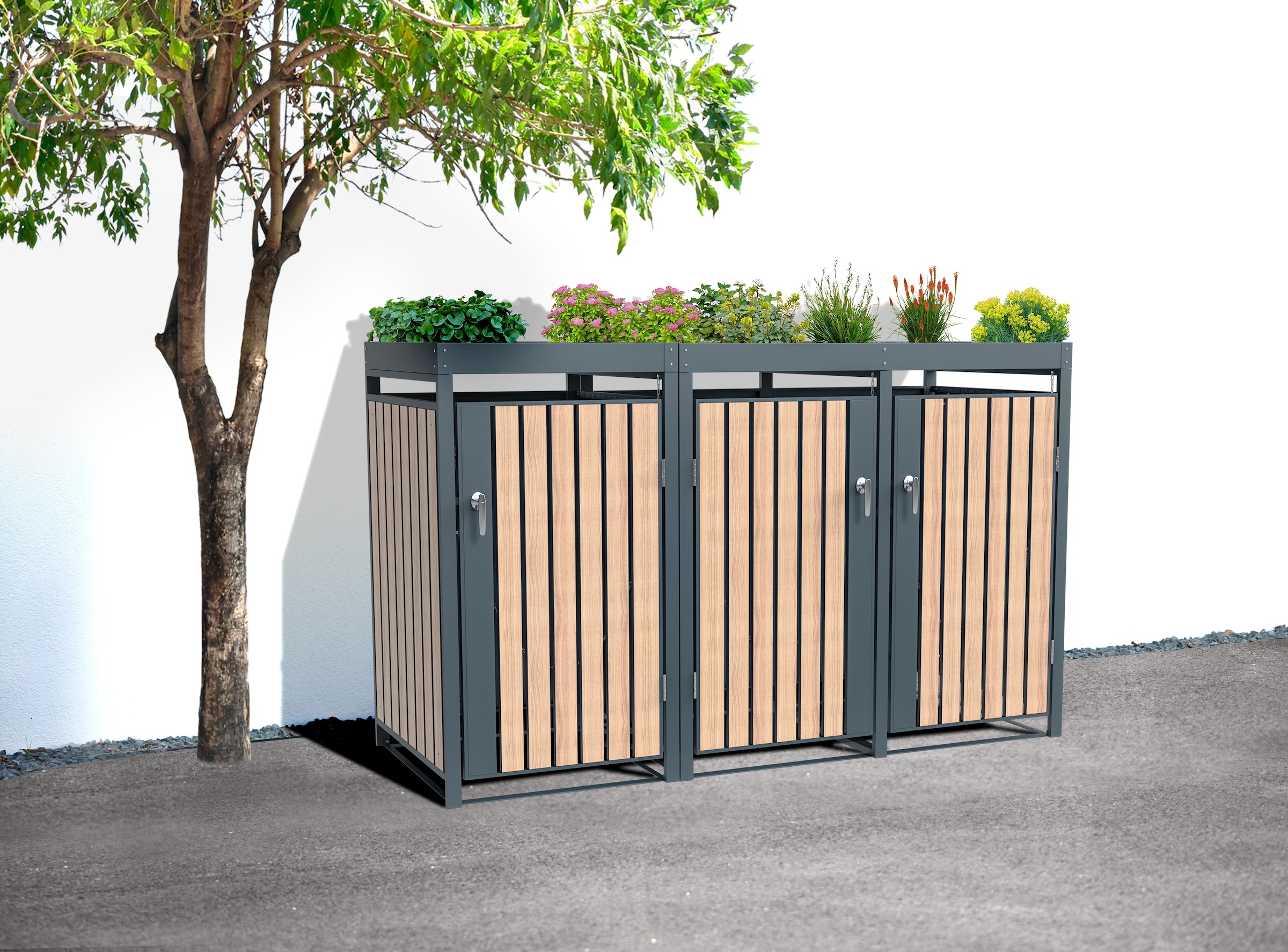 WESTMANN Mülltonnenbox »Planta« Platz für 3 Mülltonnen je 240 L, BxHxT: 200x84x124,5 cm