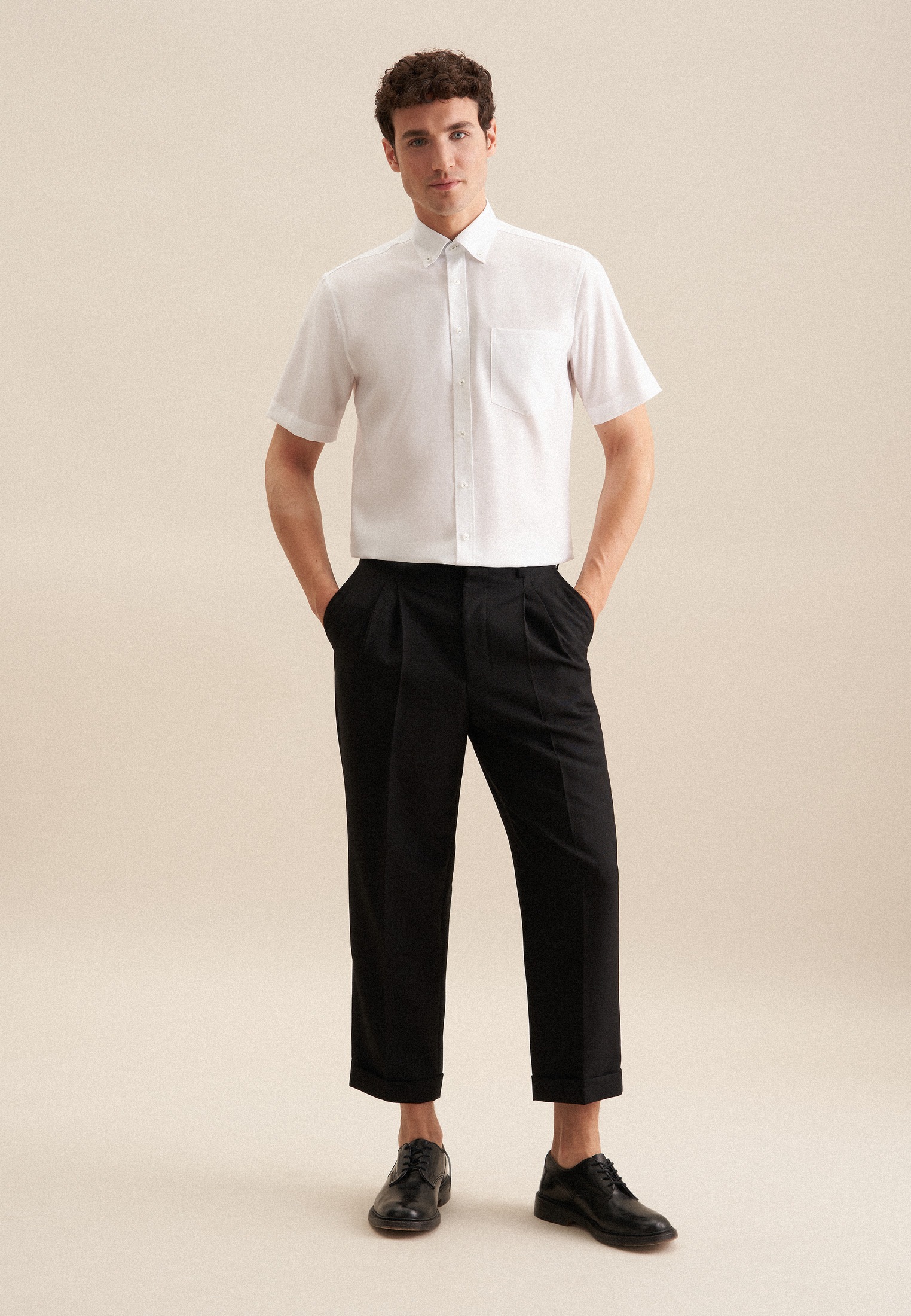 seidensticker Businesshemd »Comfort«, Comfort Kurzarm Button-Down-Kragen Struktur