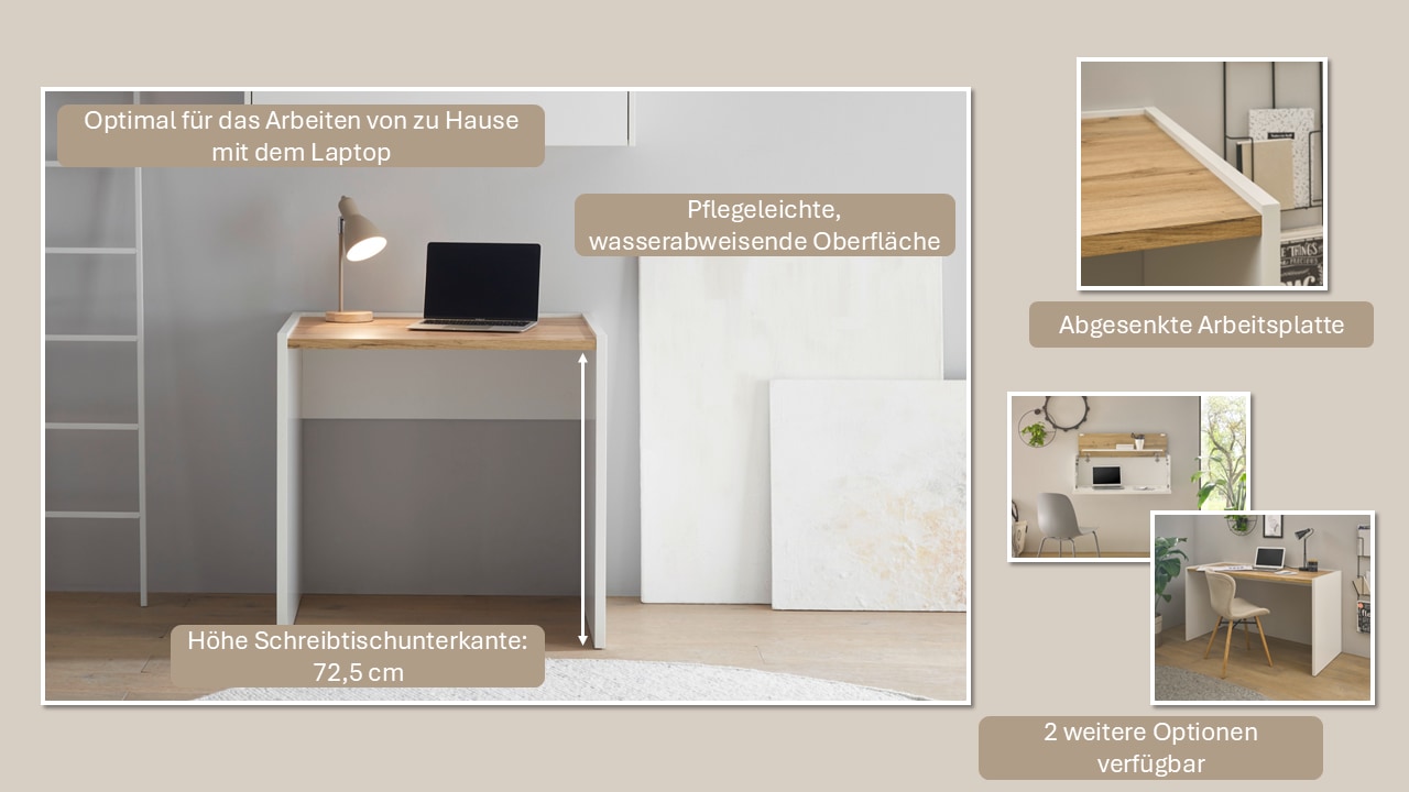 INOSIGN Büromöbel-Set »CITY/GiRON, modernes Design, Homeoff., Büro in zwei Farben/Wotan Eiche«, (Set, 2 tlg.), enthält Hängeschrank, Schreibtisch, wohnliches Home Office