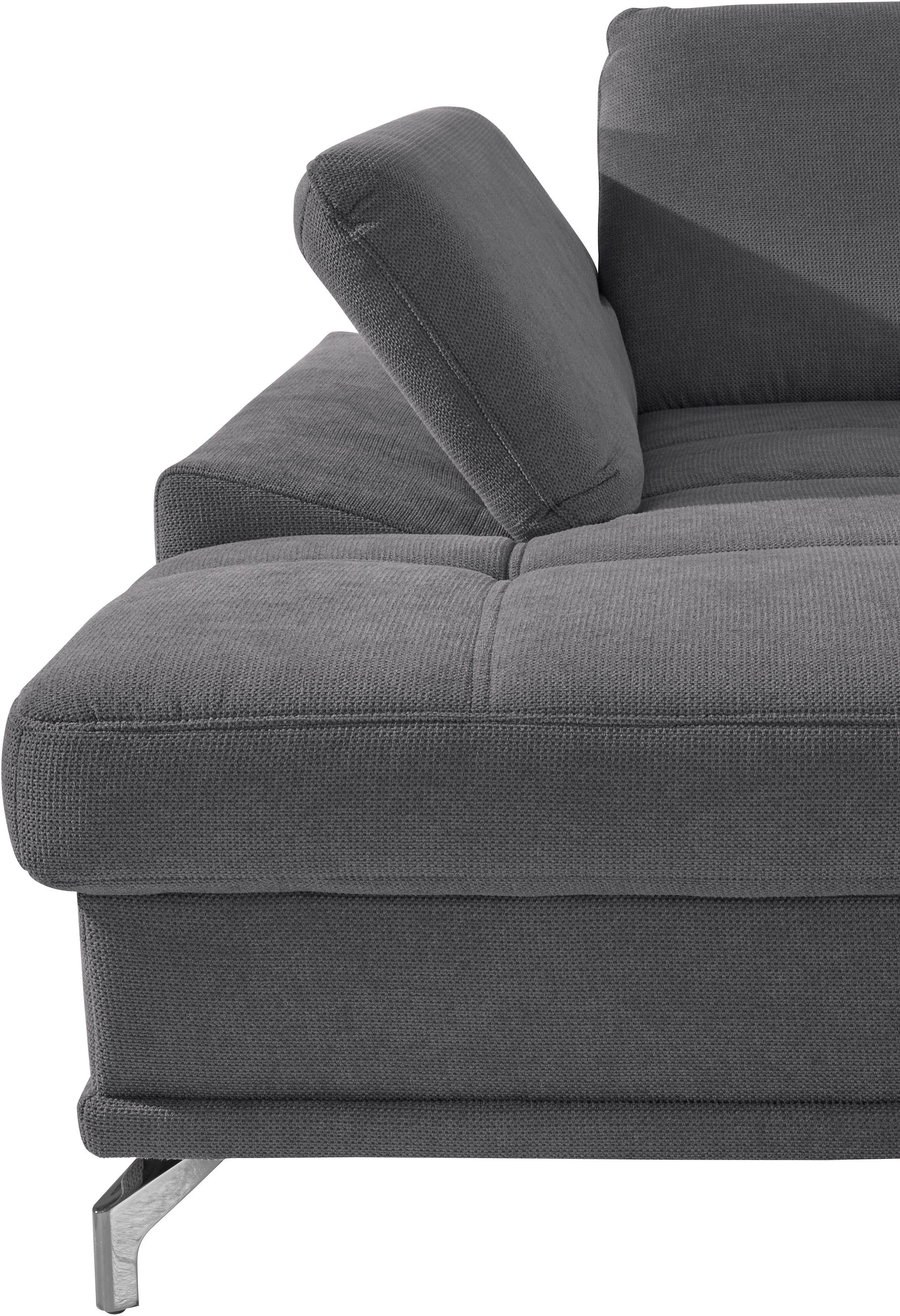 Places of Style Wohnlandschaft »Costello U-Form, mit Sitztiefenverstellung, Armteilverstellung und«, 3 Nierenkissen, optional Bettfunktion und Bettkasten