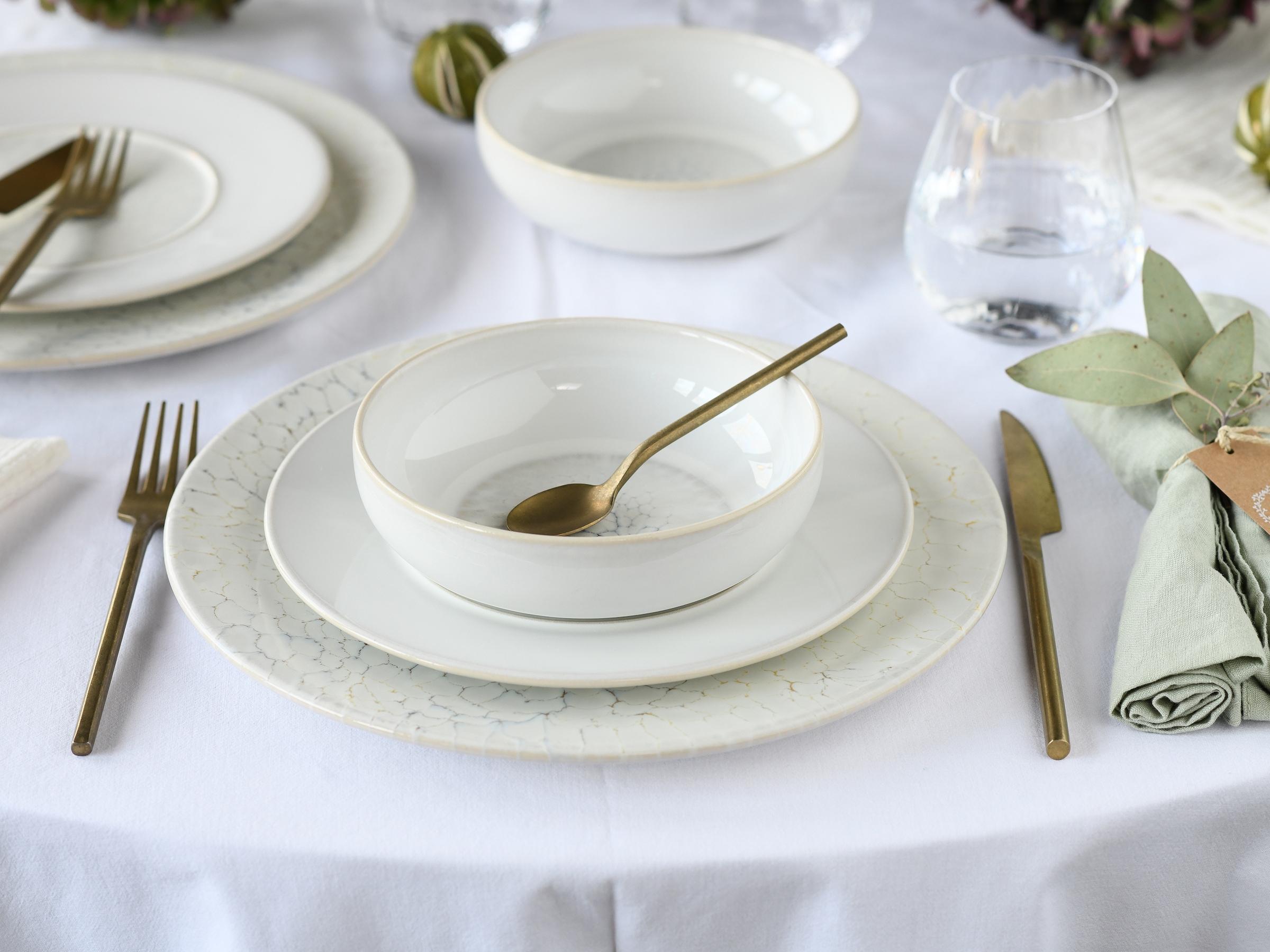 CreaTable Teller-Set »Unico, Teller Set, 12-tlg.« Eleganter Flair, Breite Fahne, Edel