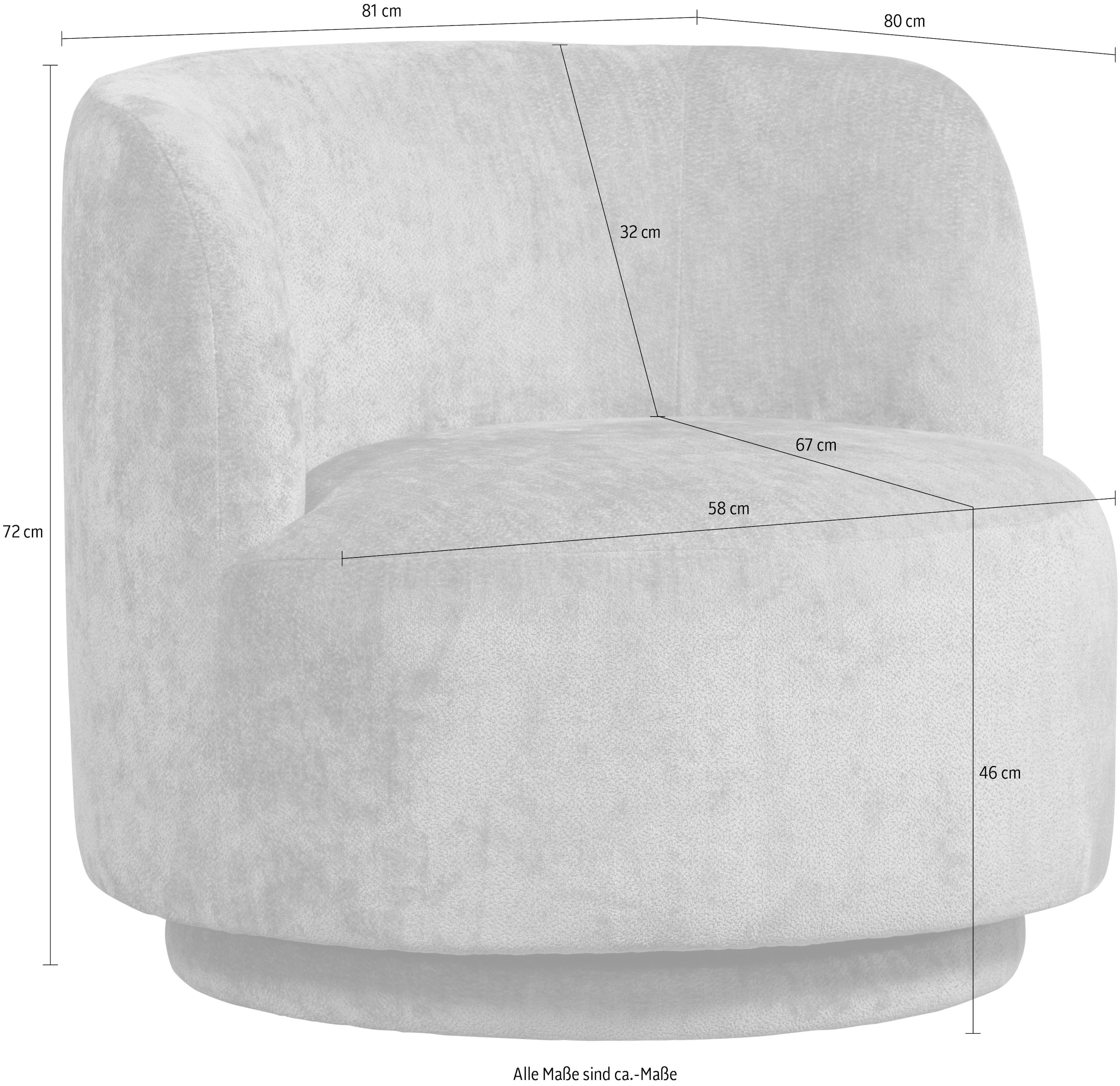 WOOOD Drehsessel »Popular«, frei im Raum stellbar, H 72 cm x B 81 cm