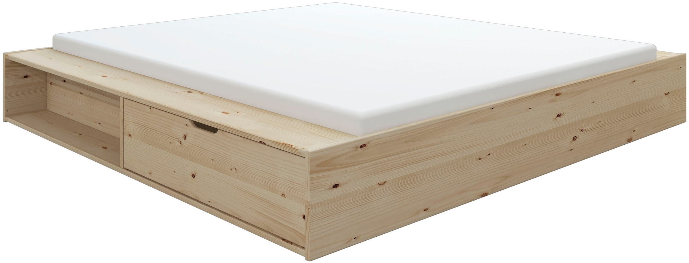 Home affaire Stauraumbett »Erno, Massivholzbett, Futonbett, 275KG belastbar«, (Breite/ Belastbarkeit: 120cm/275 KG, 180cm/275 KG), mit Lattenrost, Massivholz, FSC® zertifiziert, viel Stauraum + Ablagen