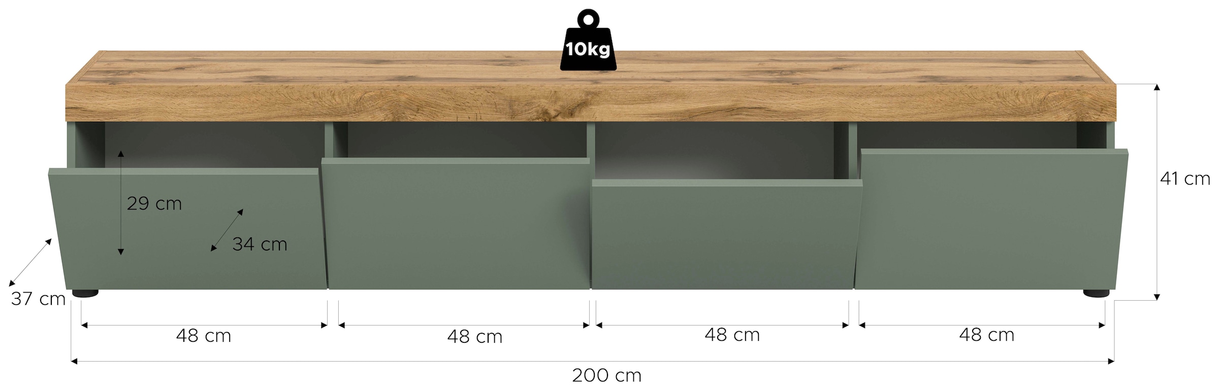 OTTO home Lowboard »MAMBO, TOPSELLER!, Breite 200cm, 4 Klappen, stehend oder hängend« 2 farbige Ausführung, in verschiedenen Farben erhältlich, 1 Stk. tlg. Lowboard, TV Unterschrank, Tv-Schrank, Wohnzimmer