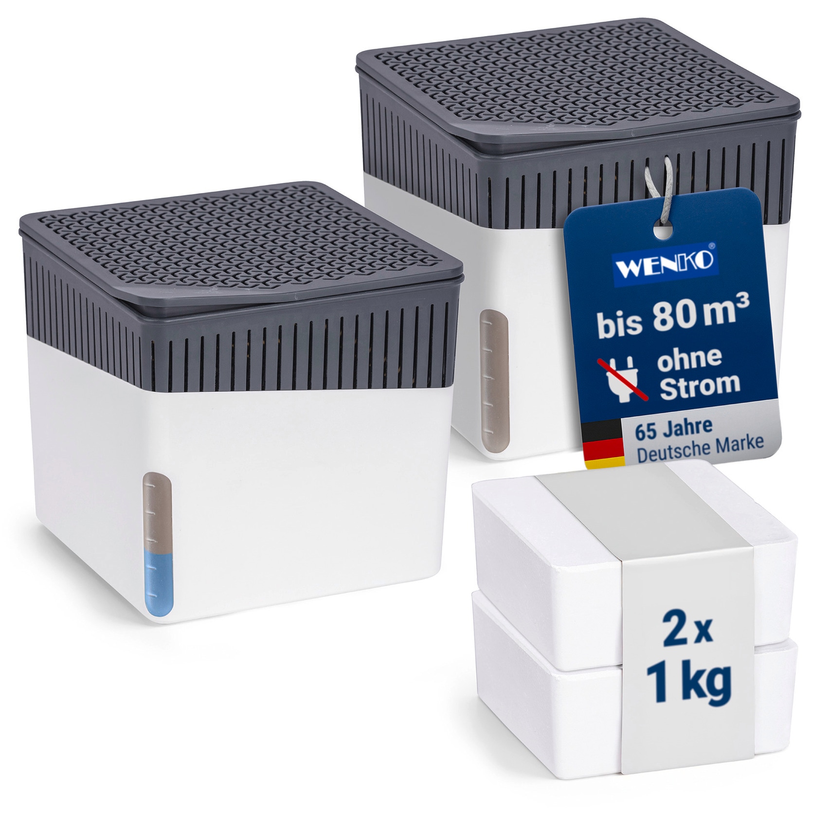 WENKO Luftentfeuchter »Cube« für 80 m³ Räume 2 x 1000g