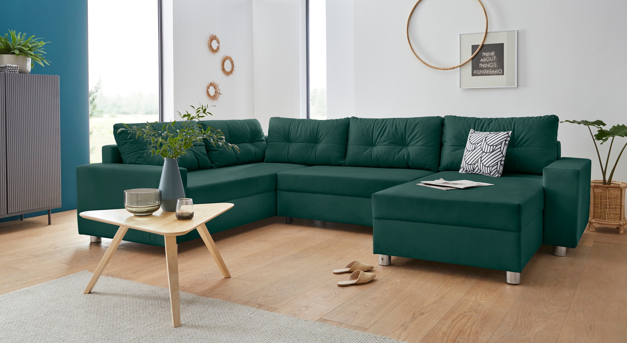 COLLECTION AB Wohnlandschaft "Paris U-Form, B: 310 cm" 1 Zierkissen & Federkern, optional Schlaffunktion & Bettkasten