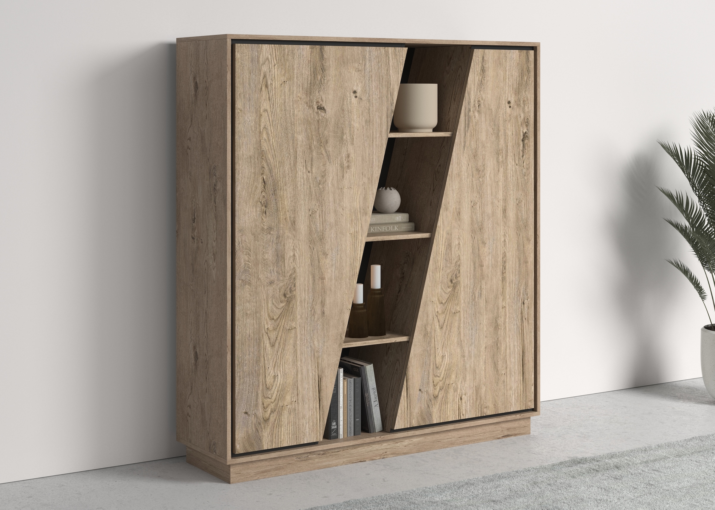 Highboard »Accent«, Schwebeoptik durch Sockelfuss, Maße 128x143x37 cm