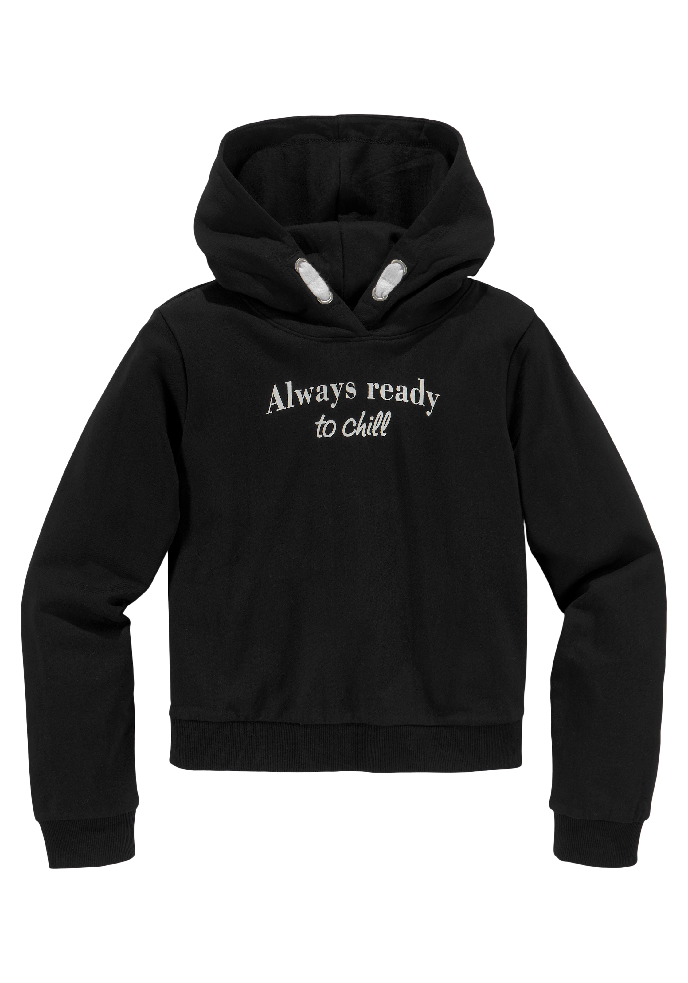 KIDSWORLD Kapuzensweatshirt »ALLWAYS READY TO CHILL«, Langarm mit Bündchen, basic geschnitten, trendiger Druck