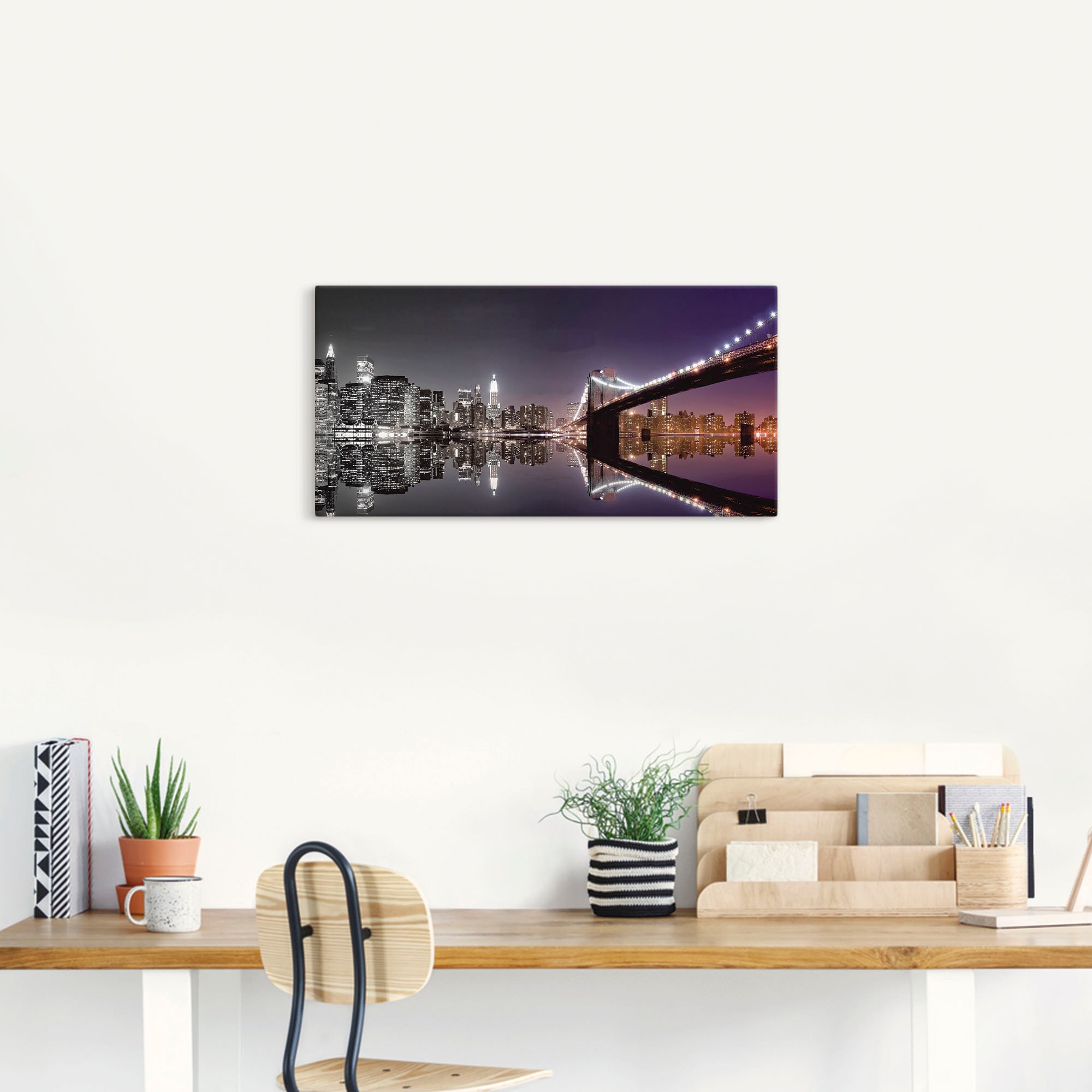 Artland Wandbild »New York Skyline nächtliche Reflektion«, Amerika, (1 St.), als Leinwandbild, Poster, Wandaufkleber in verschied. Größen