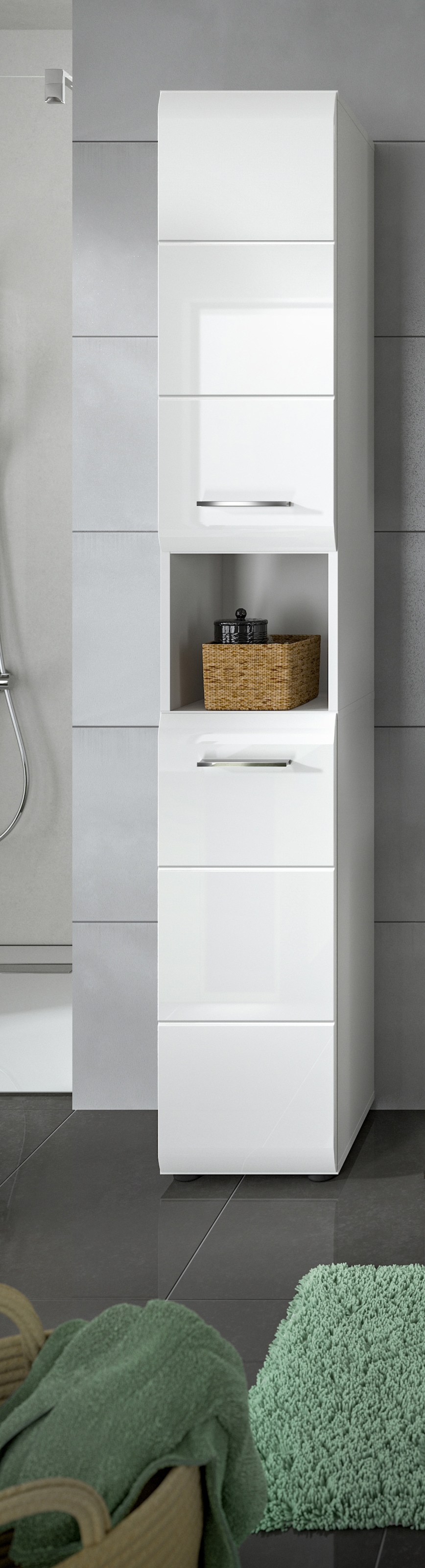 INOSIGN Stauraumschrank 1 Stk. tlg. Florenz, Hochschrank, Weiß Hochglanz Tiefzieh, 185 cm hoch, Bad