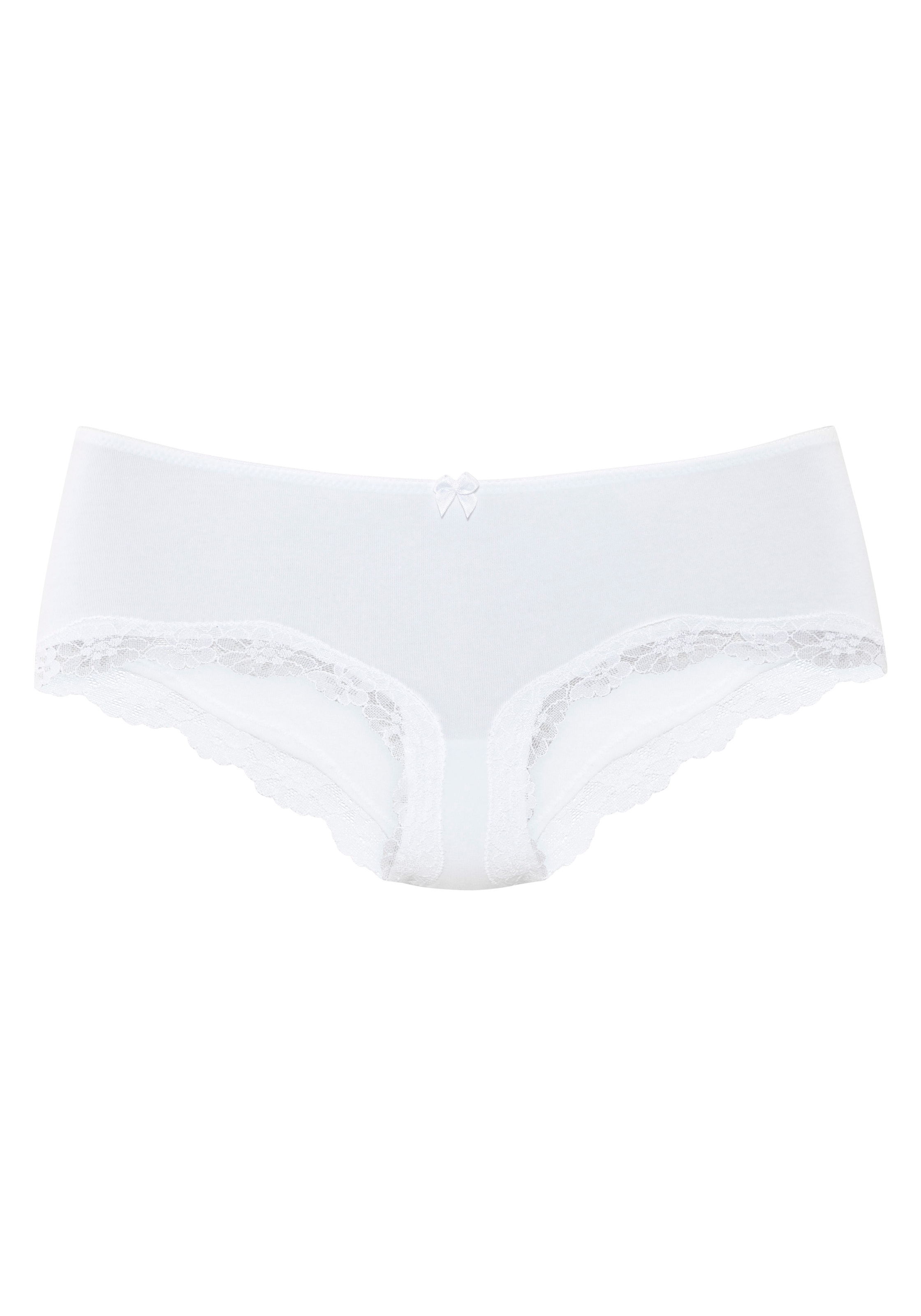 LASCANA Panty 3er-Pack,  aus elastischer Baumwolle mit zarter Spitze