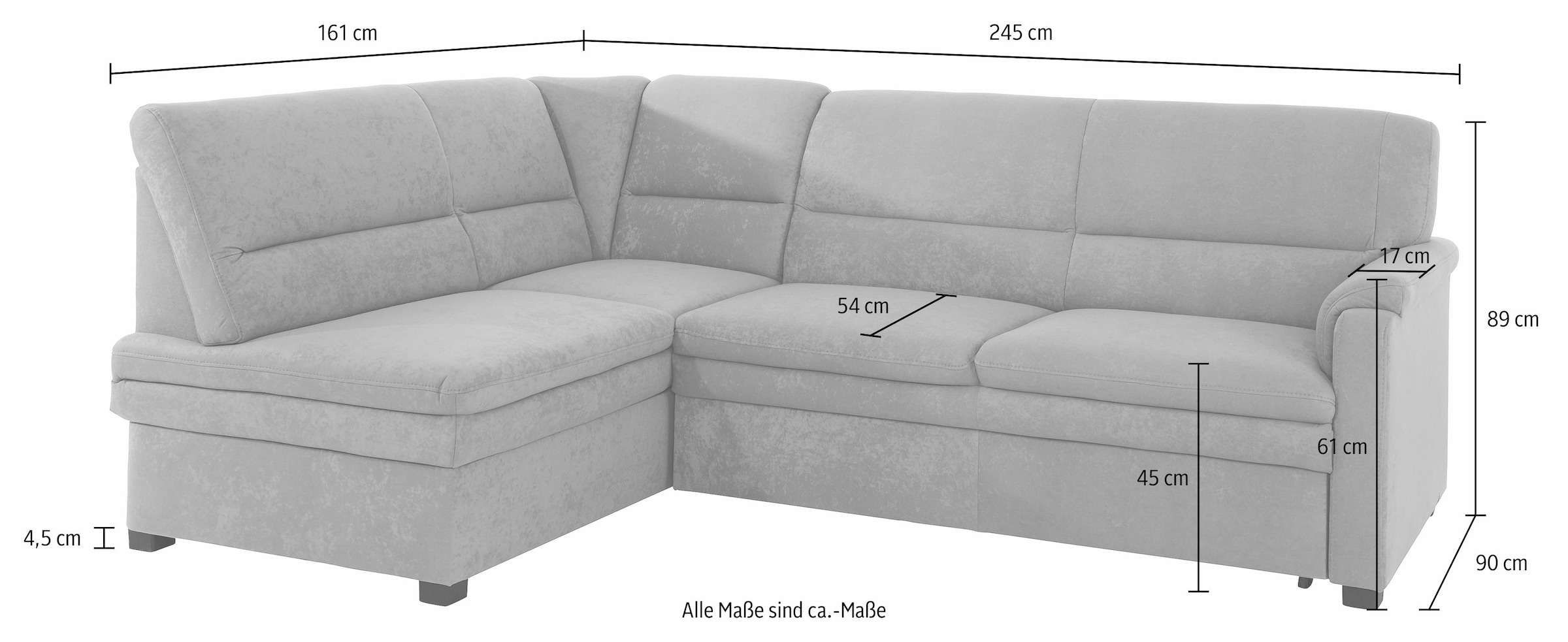 sit&more Ecksofa »Pisa L-Form«, mit Federkern, wahlweise mit Bettfunktion