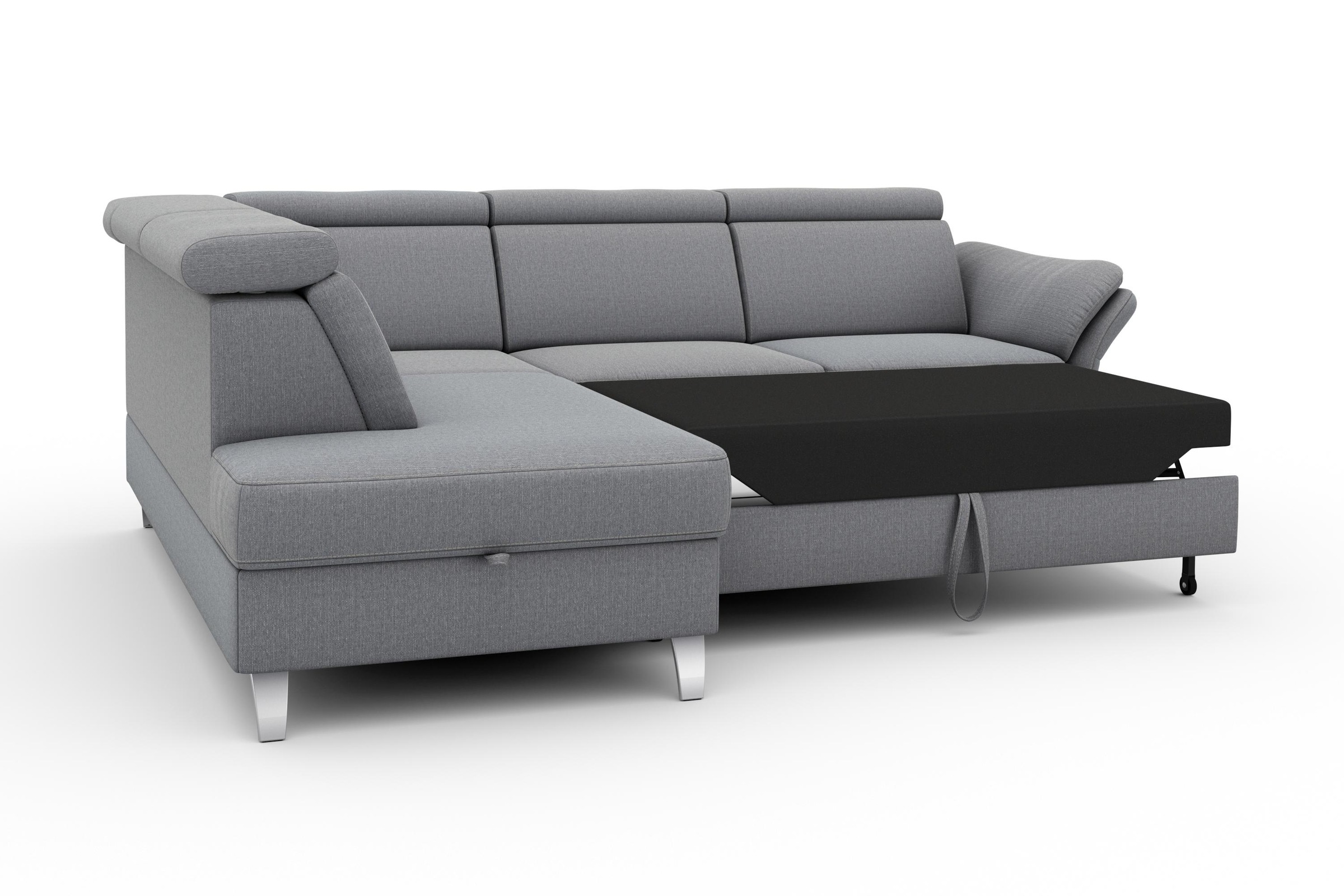 sit&more Ecksofa »Vincenzo L-Form«, inklusive Kopfteilverstellung, wahlweise mit Bettfunktion, Bettkasten