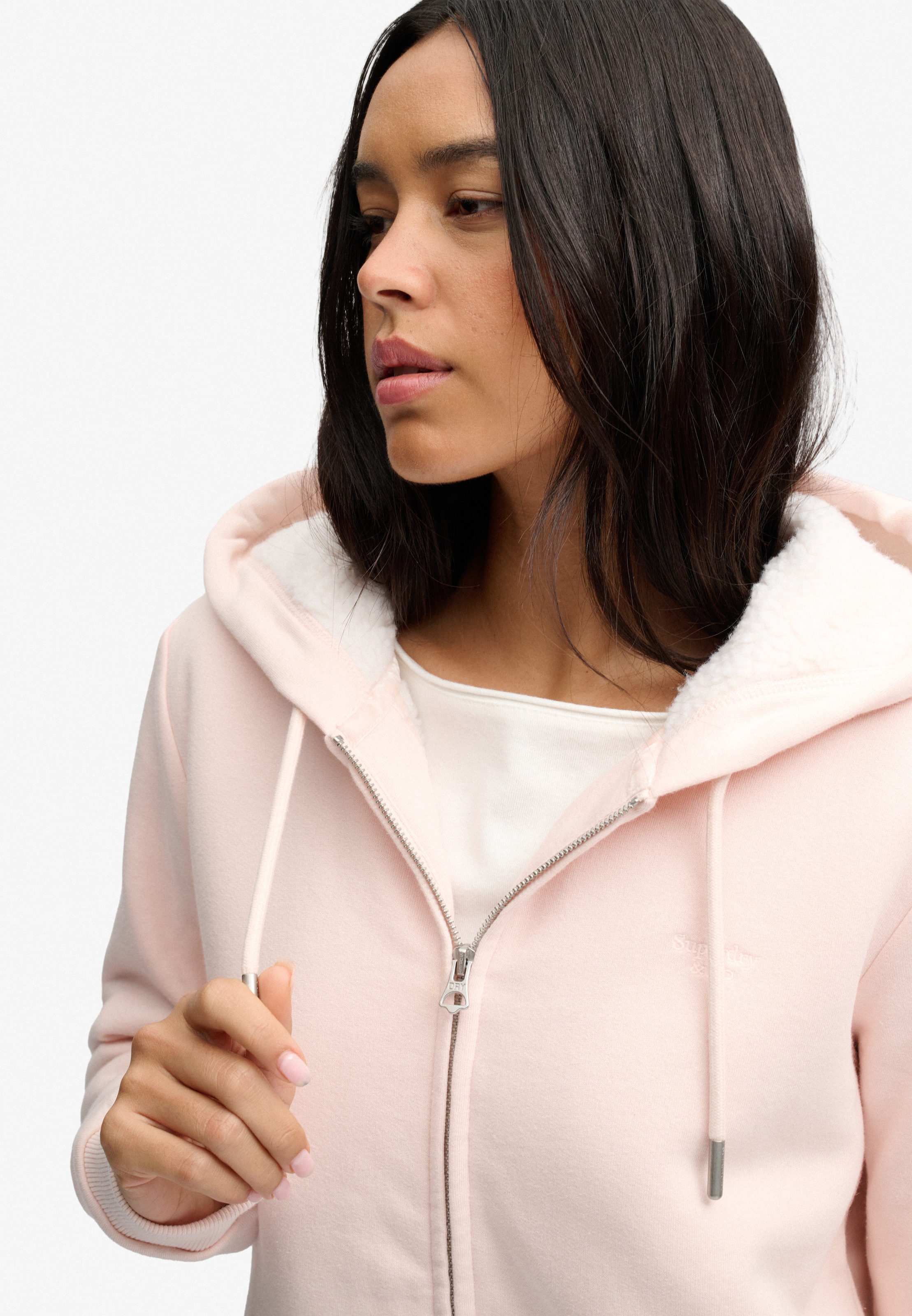 Superdry Kapuzensweatjacke »SIGNATURE EMB BORG ZIPHOOD« Baumwollmischung, relaxed fit