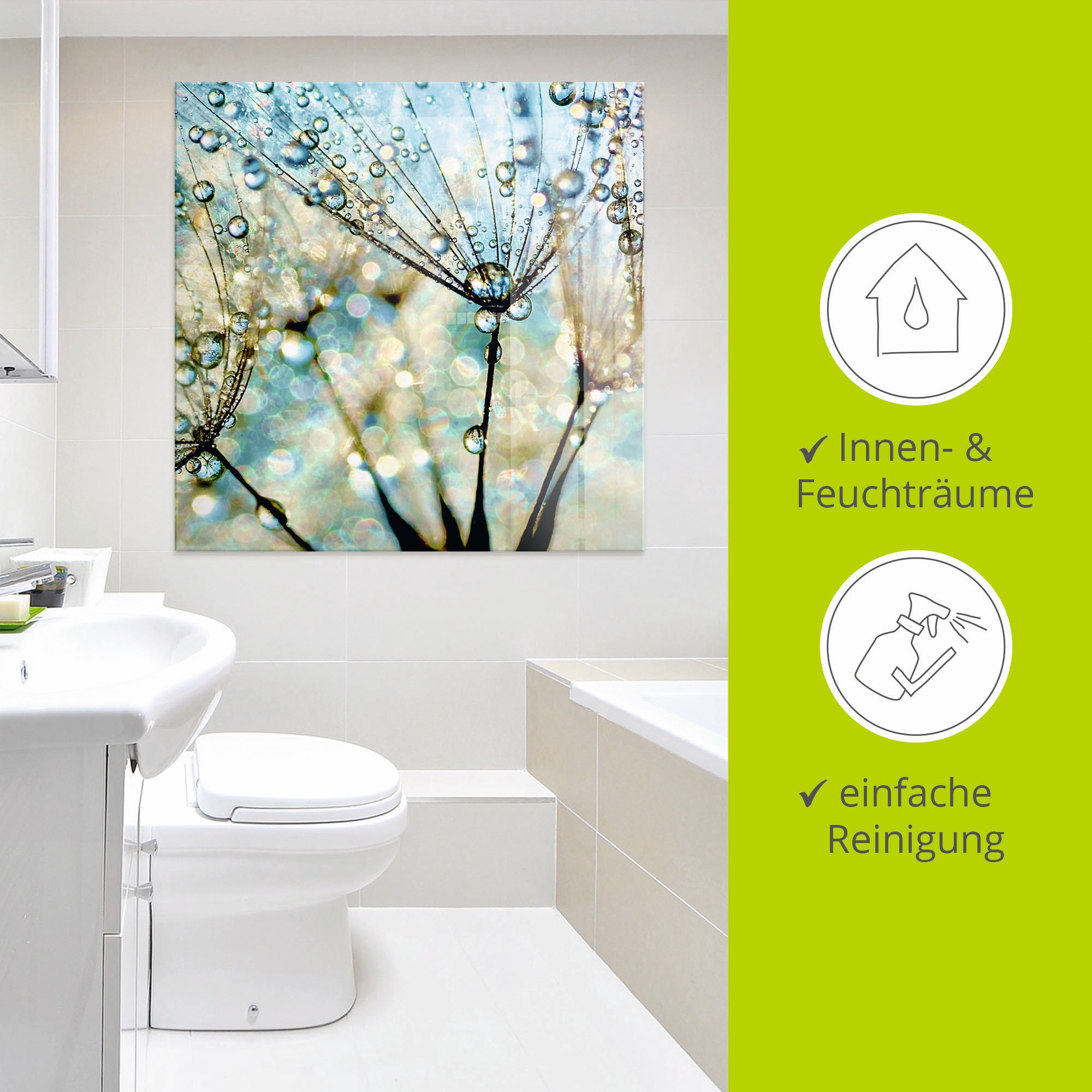 Artland Glasbild »Pusteblume Blaue Diamanten« Blumen 1 Stk. tlg. in verschiedenen Größen