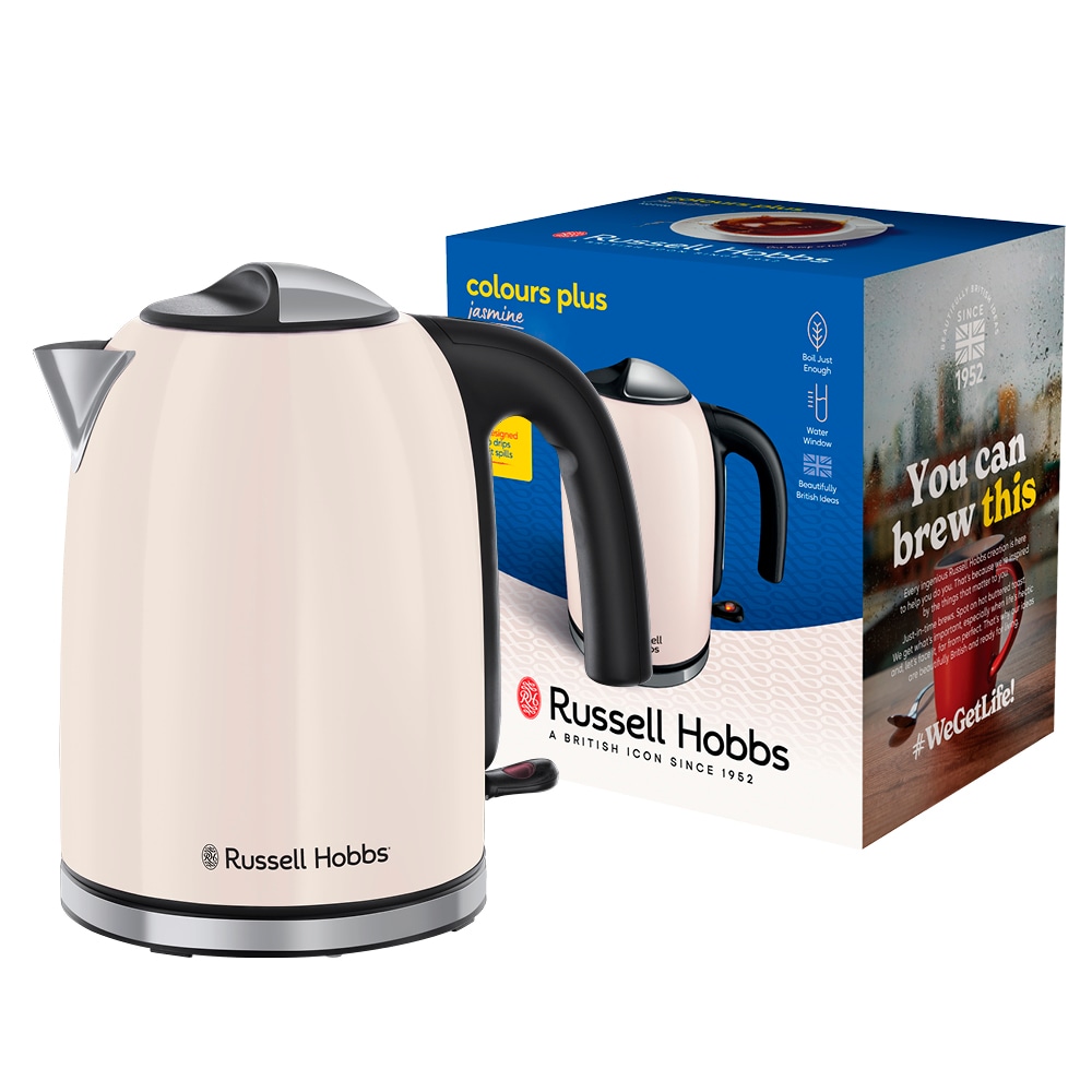 RUSSELL HOBBS Wasserkocher »Colours Plus+ Jasmine 28510-70« 1,7 l 2400 W Edelstahl, Schnellkochfunktion, Perfect-pour-Ausgustülle, Kalkfilter