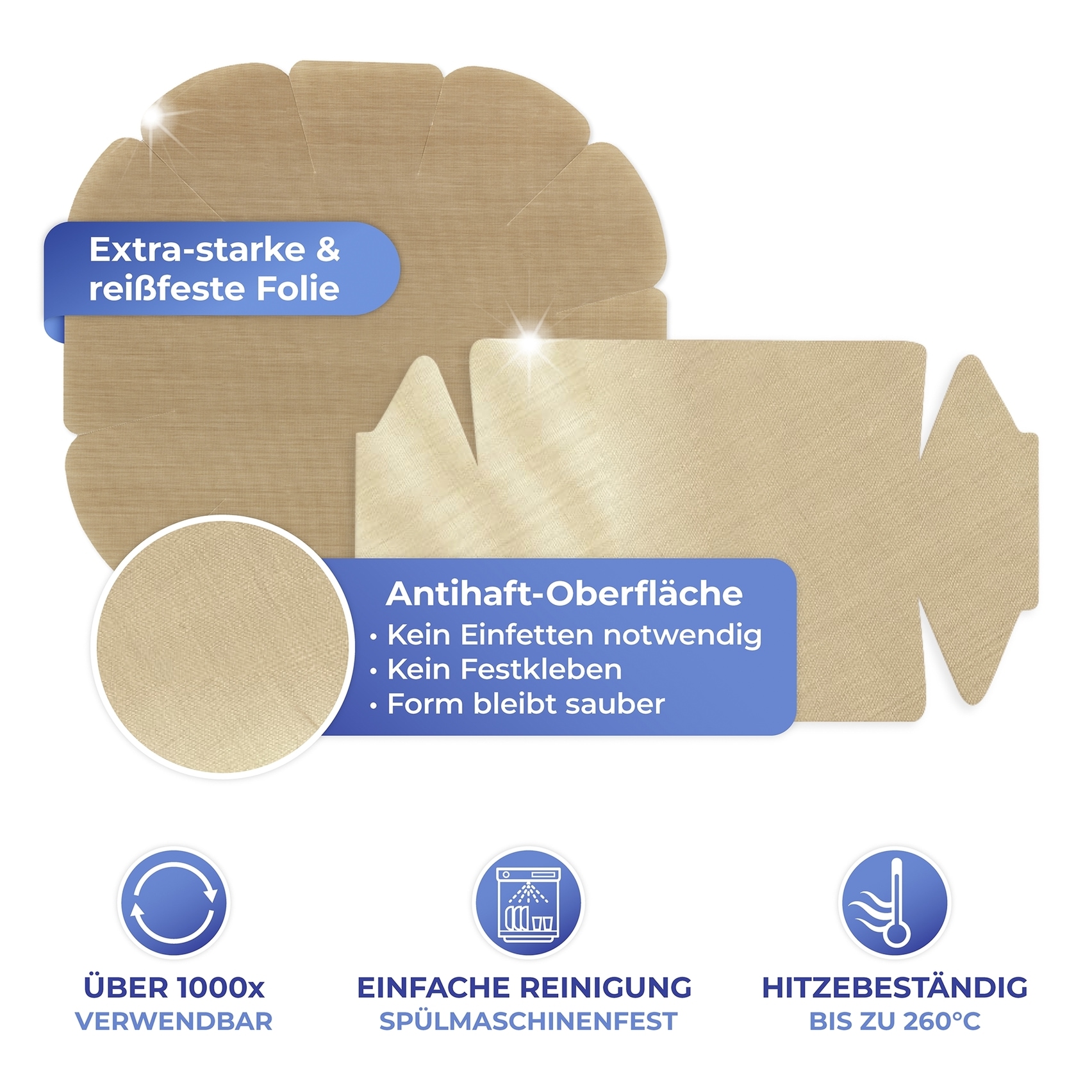 Maximex Backpapier »Antihaft-Backform-Zuschnitt« mit Antihaft-Beschichtung, Set bestehend aus 1x rund, 1x eckig