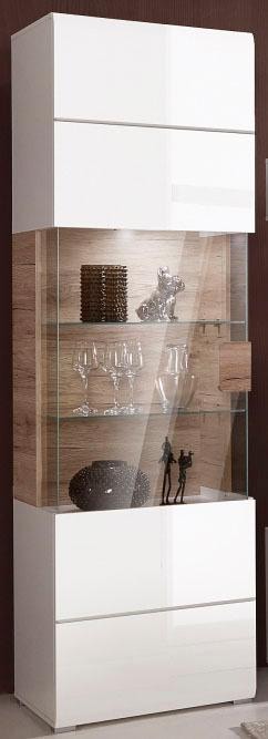 INOSIGN Vitrine »Toledo,Höhe 204 cm trendige Glasvitrine mit dekorative Fräsungen«, Standvitrine ohne Beleuchtung, viel Stauraum, hochglanz Front MDF