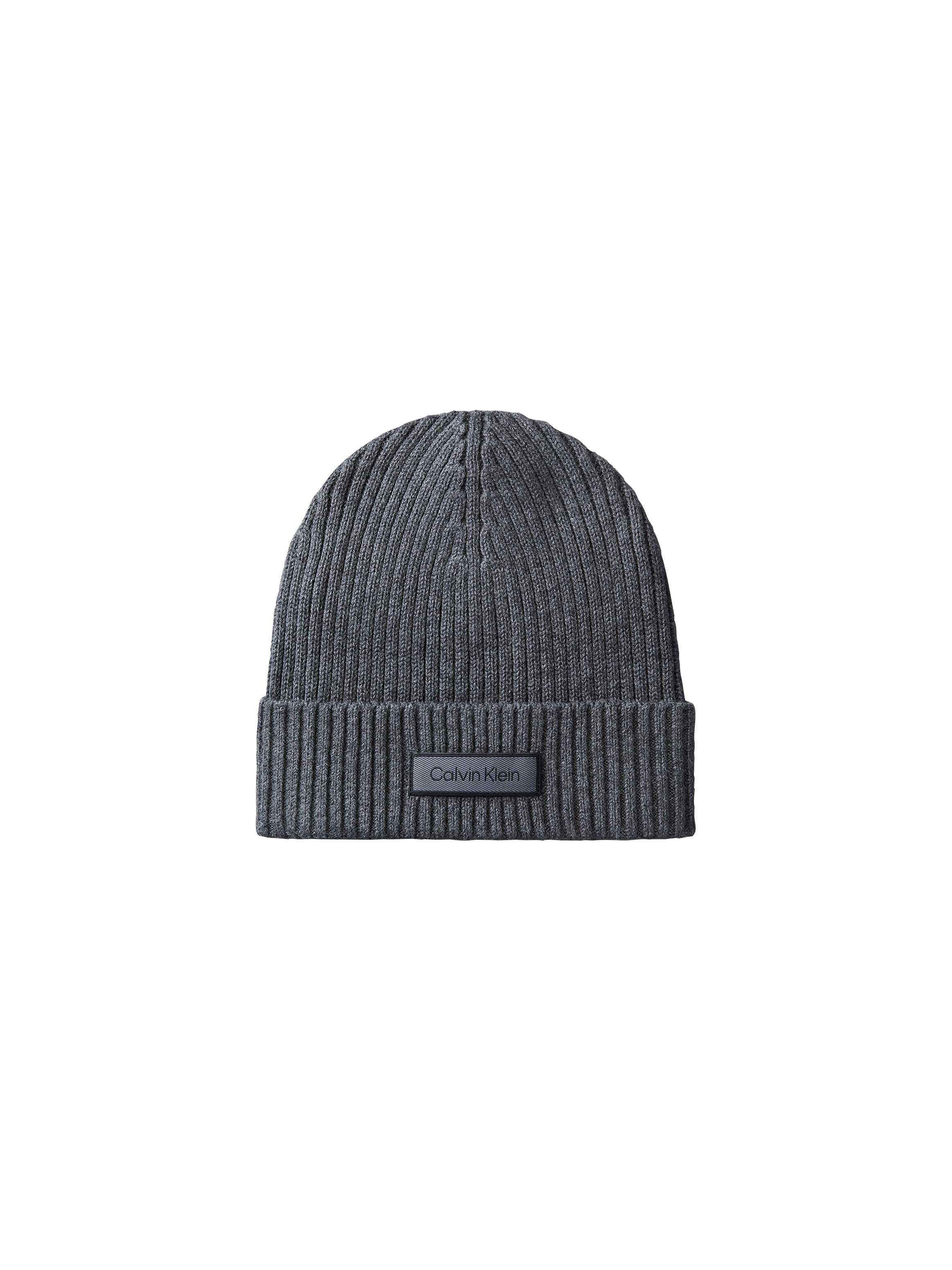 Calvin Klein Jeans Strickmütze »PATCH CHUNKY RIB COTTON BEANIE« mit Markenlogo