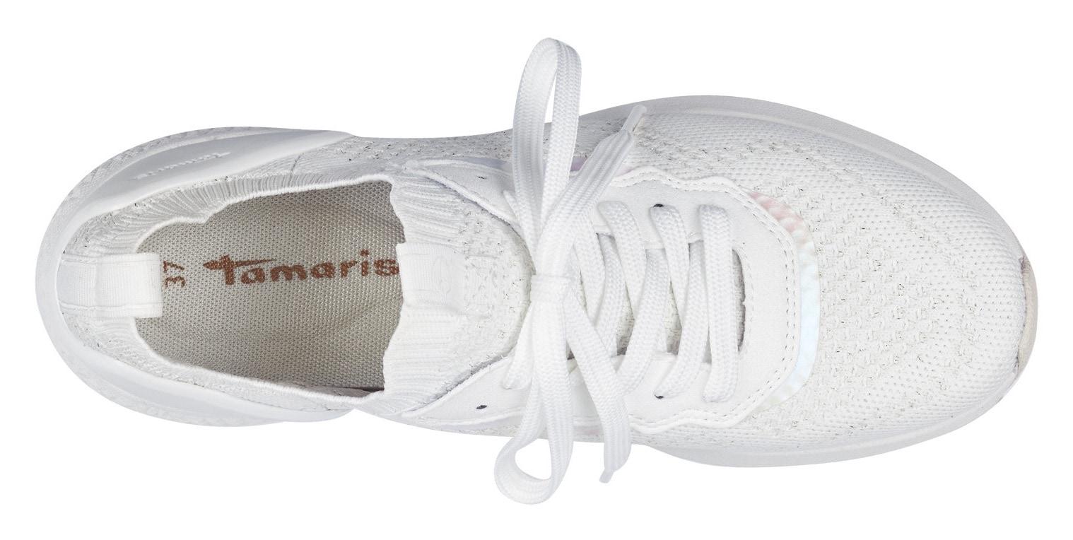 Tamaris Slip-On Sneaker, Freizeitschuh, Halbschuh, Schnürschuh mit aufgesetzer Zierschnürung