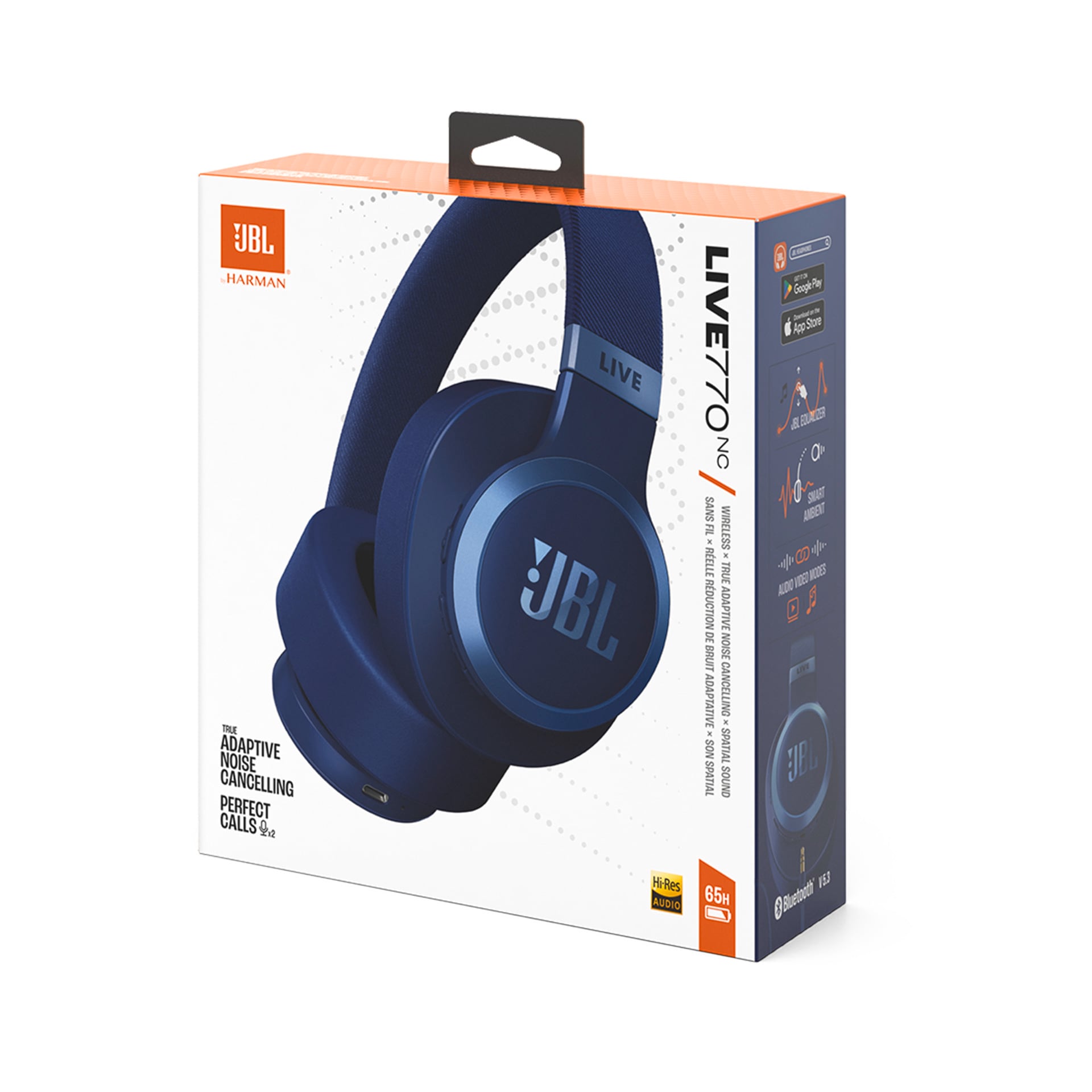 JBL wireless Kopfhörer »LIVE 770NC mit JBL Signature Sound und Surround Sound«, Adaptive Noise-Cancelling-Transparenzmodus-Multi-Point-Verbindung, Kabelloser Over-Ear-Kopfhörer mit True Adaptive Noise Cancelling