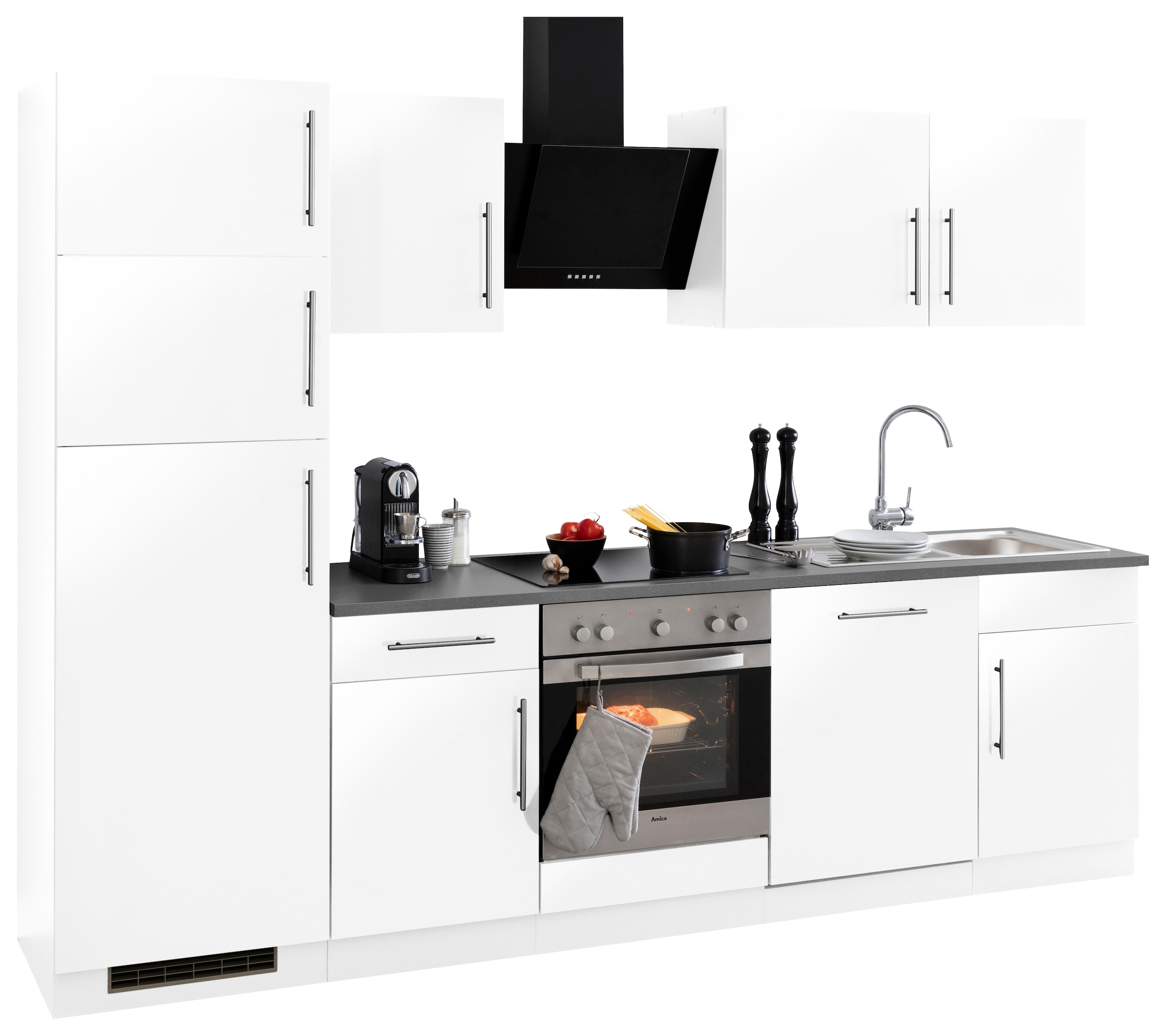 wiho Küchen Küchenzeile »Cali«, mit E-Geräten und Kühl-Gefrierkombination,  Breite 280 cm bequem bestellen