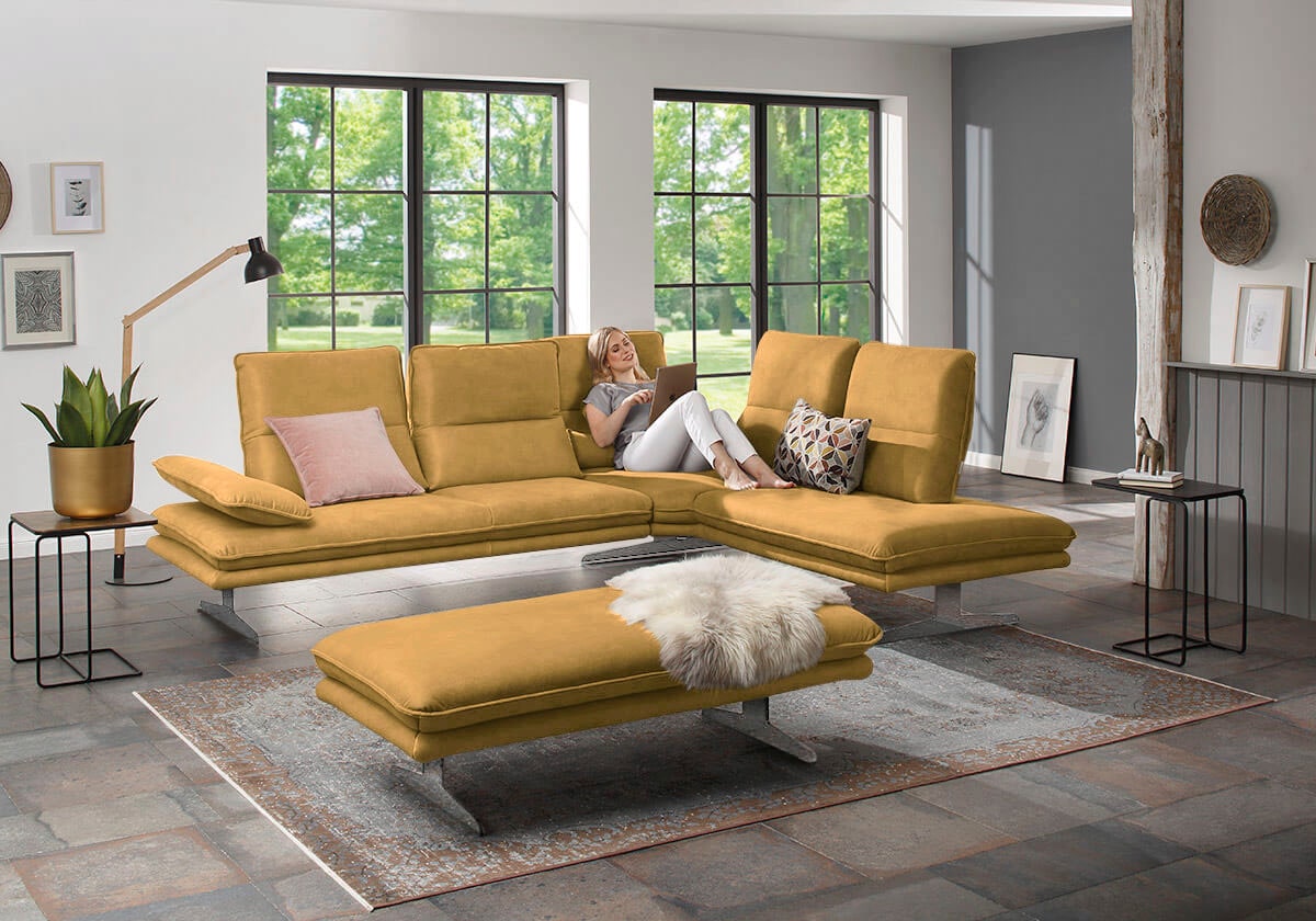 W.SCHILLIG Ecksofa »broadway, Designsofa, mit tollem Sitzkomfort, L-Form«, Sitztiefenverstellung, Kopfteil- & Seitenteilverstellung, Breite 284cm