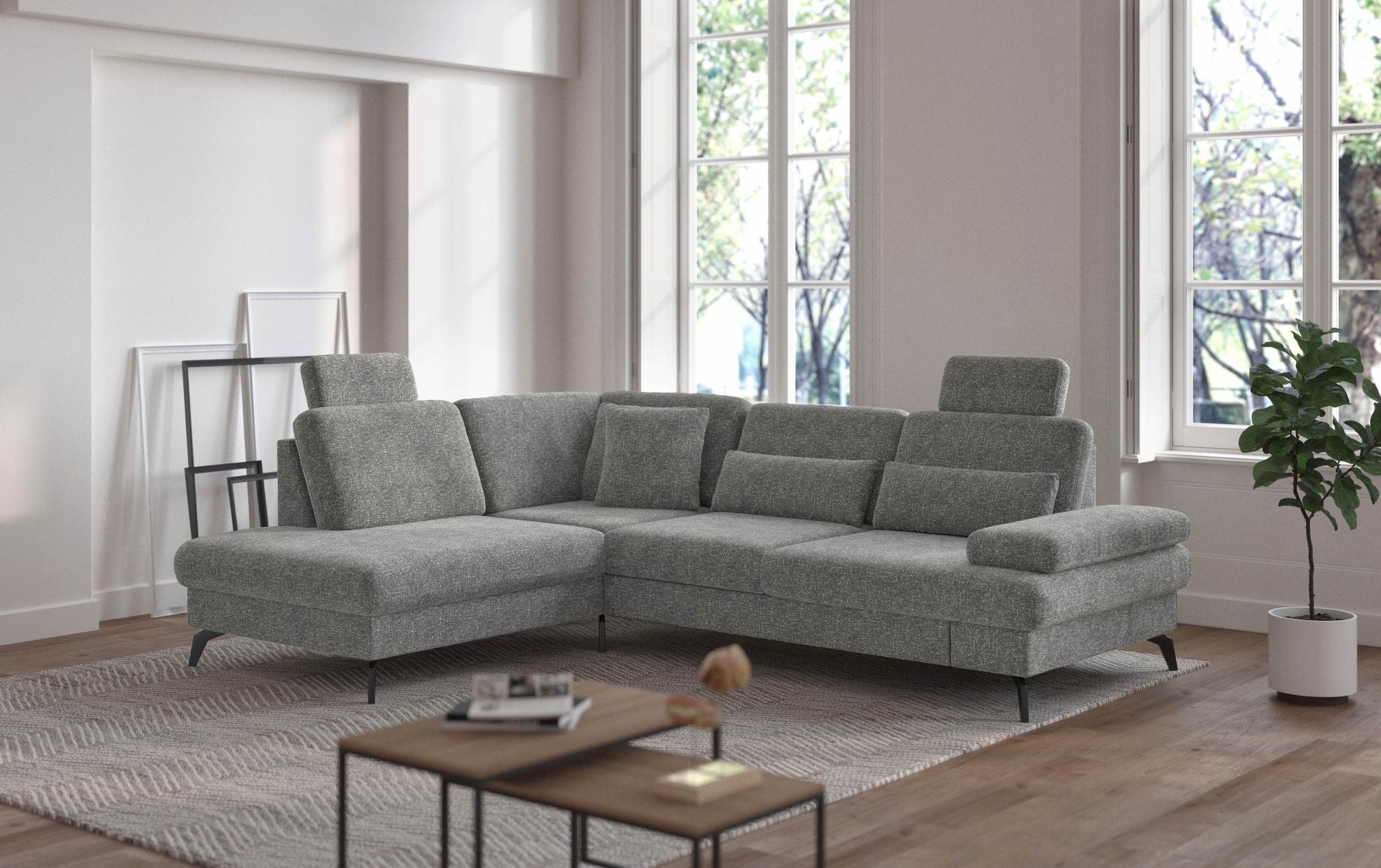 sit&more Ecksofa »Morris L-Form, inkl. Sitztiefenverstellung«, wahlweise mit Armteilverstellung, Bettfunktion & Bettkasten
