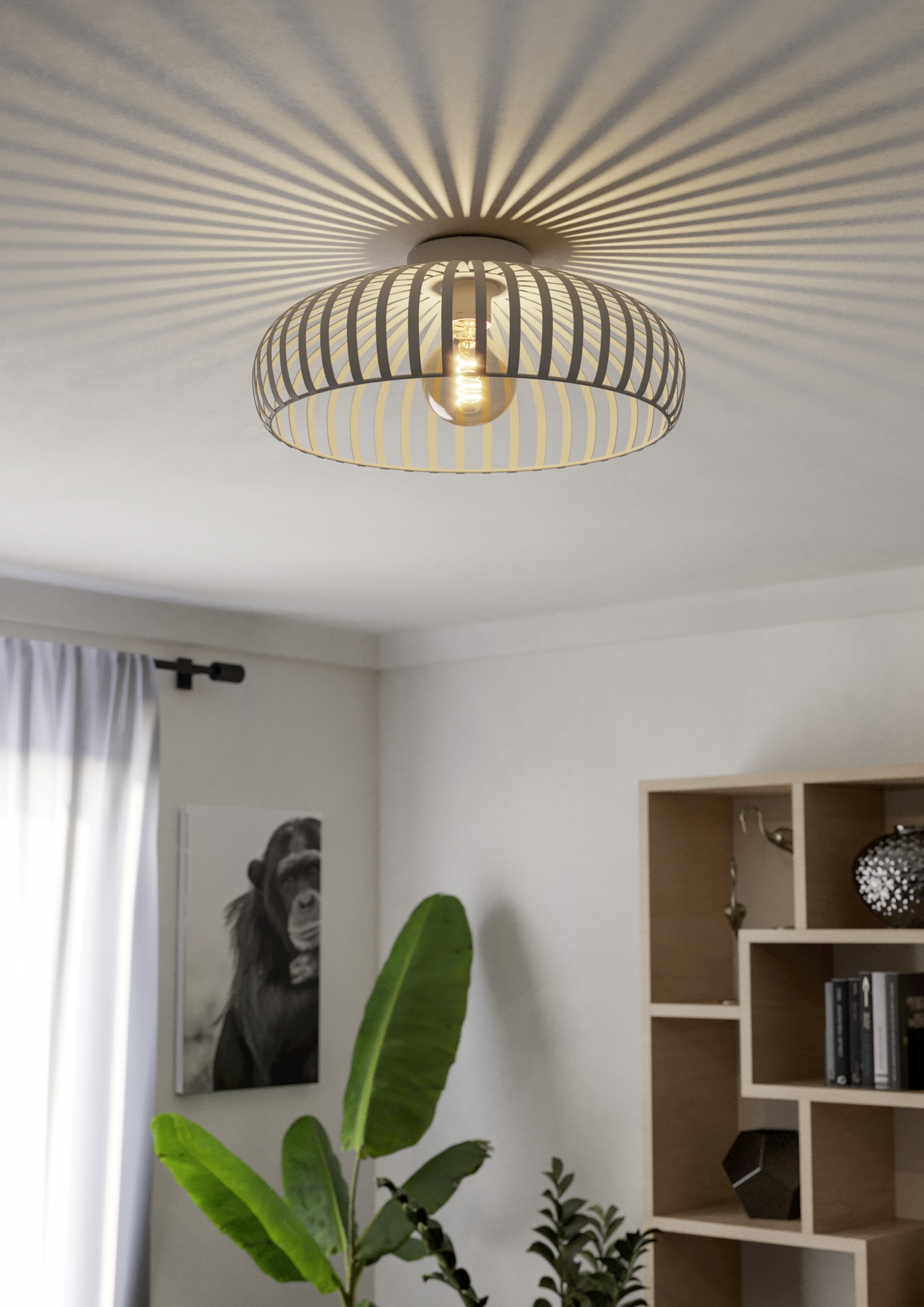 EGLO LED Deckenleuchte »MOGANO 3 Deckenlampe - Stahl - E27 - 1X40W - IP20« E27 1 Stk. Wohzimmerlampe, Esszimmerlampe, Flur, Schlafzimmer, H18 x Ø43 cm