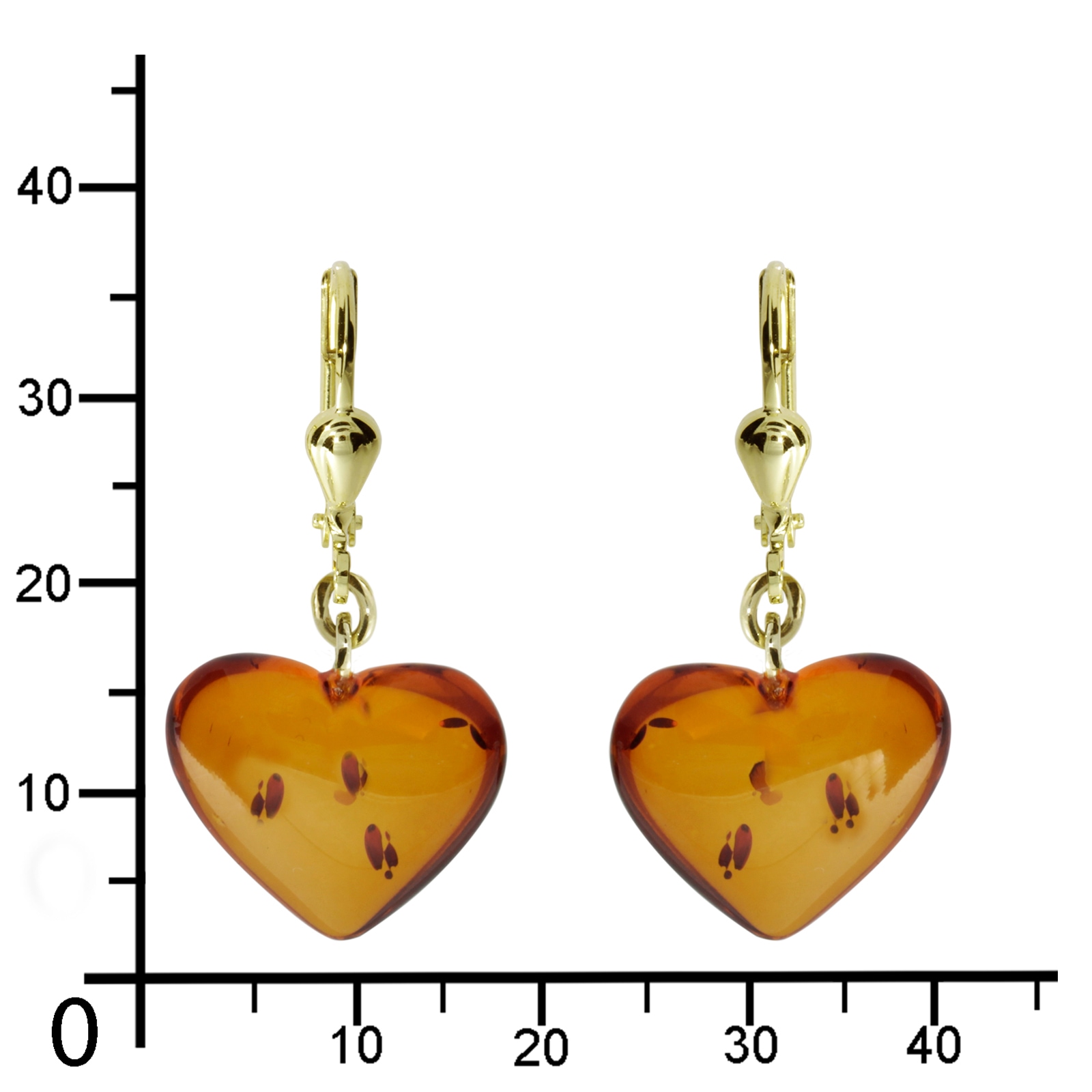 OSTSEE-SCHMUCK Paar Ohrhänger »- Herz 18 mm - Gold 333/000 - Bernstein«