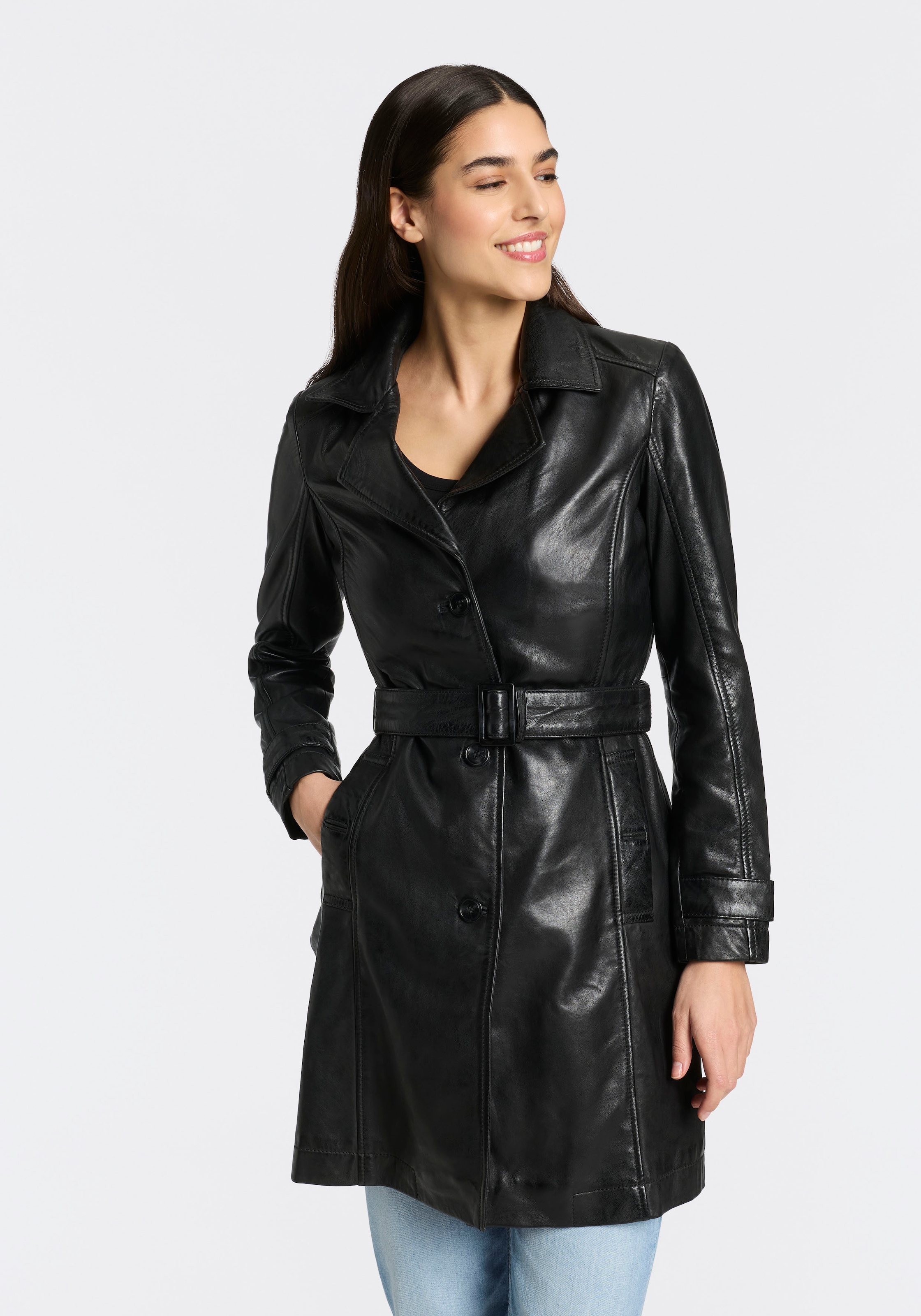 Mauritius Trenchcoat »MWLeoniz« aus Echtleder, mit Taillengürtel