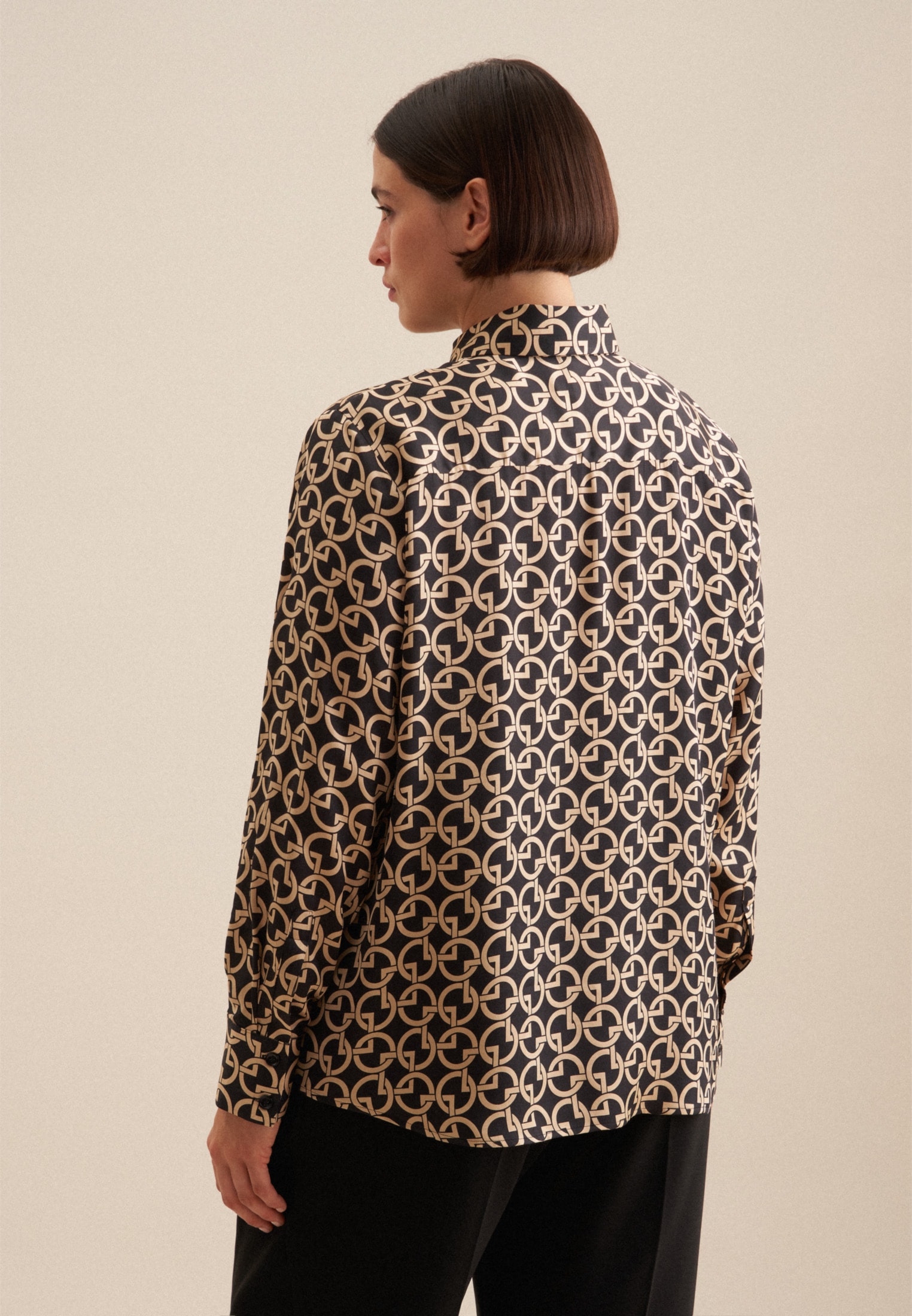 seidensticker Hemdbluse »Schwarze Rose« Langarm Kragen Druck