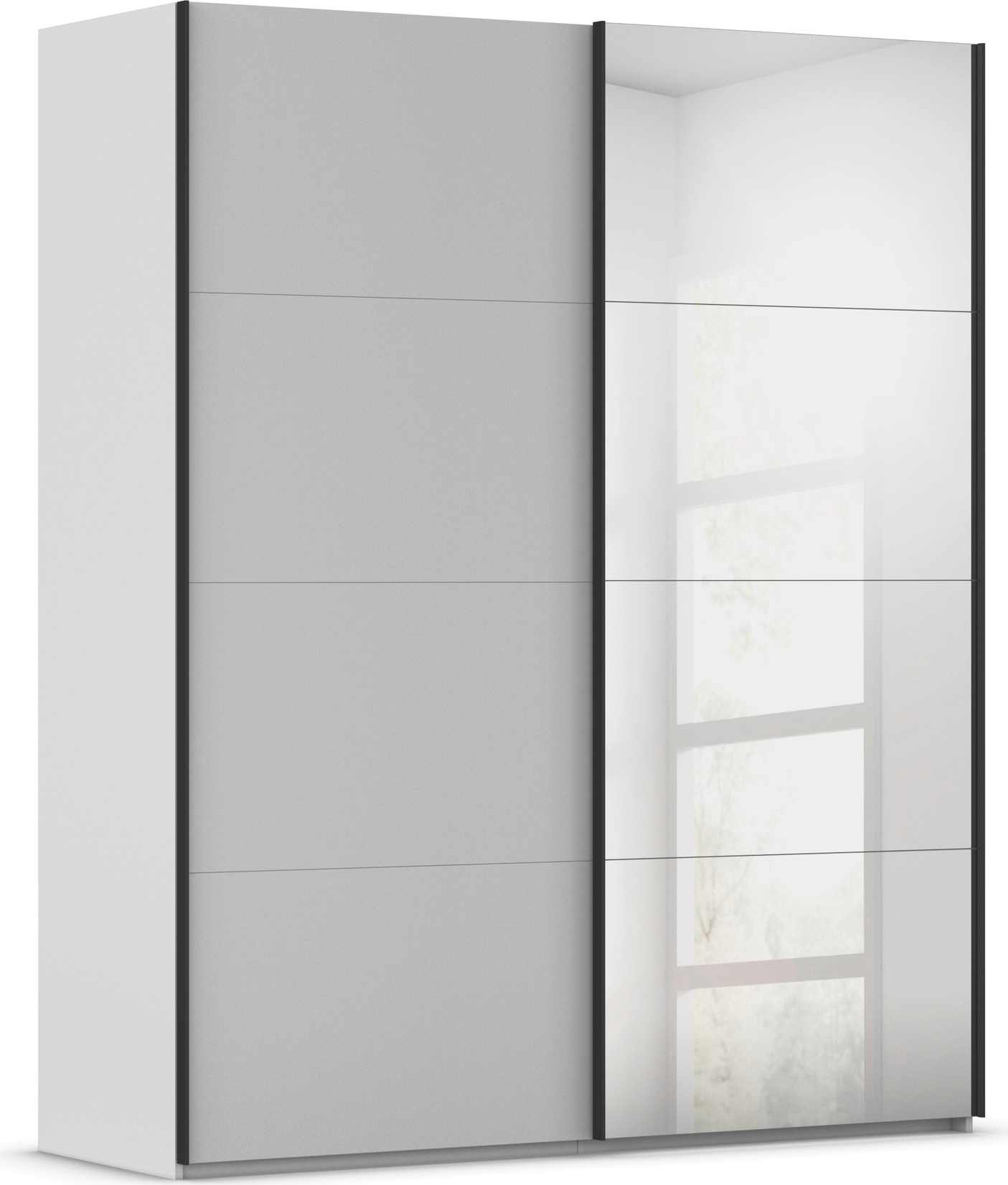 rauch Schwebetürenschrank »Kleiderschrank Schrank Garderobe Schlafzimmerschrank SCALE-FYRA« edle viergeteilte Türen mit Spiegel und vielen Farben MADE IN GERMANY