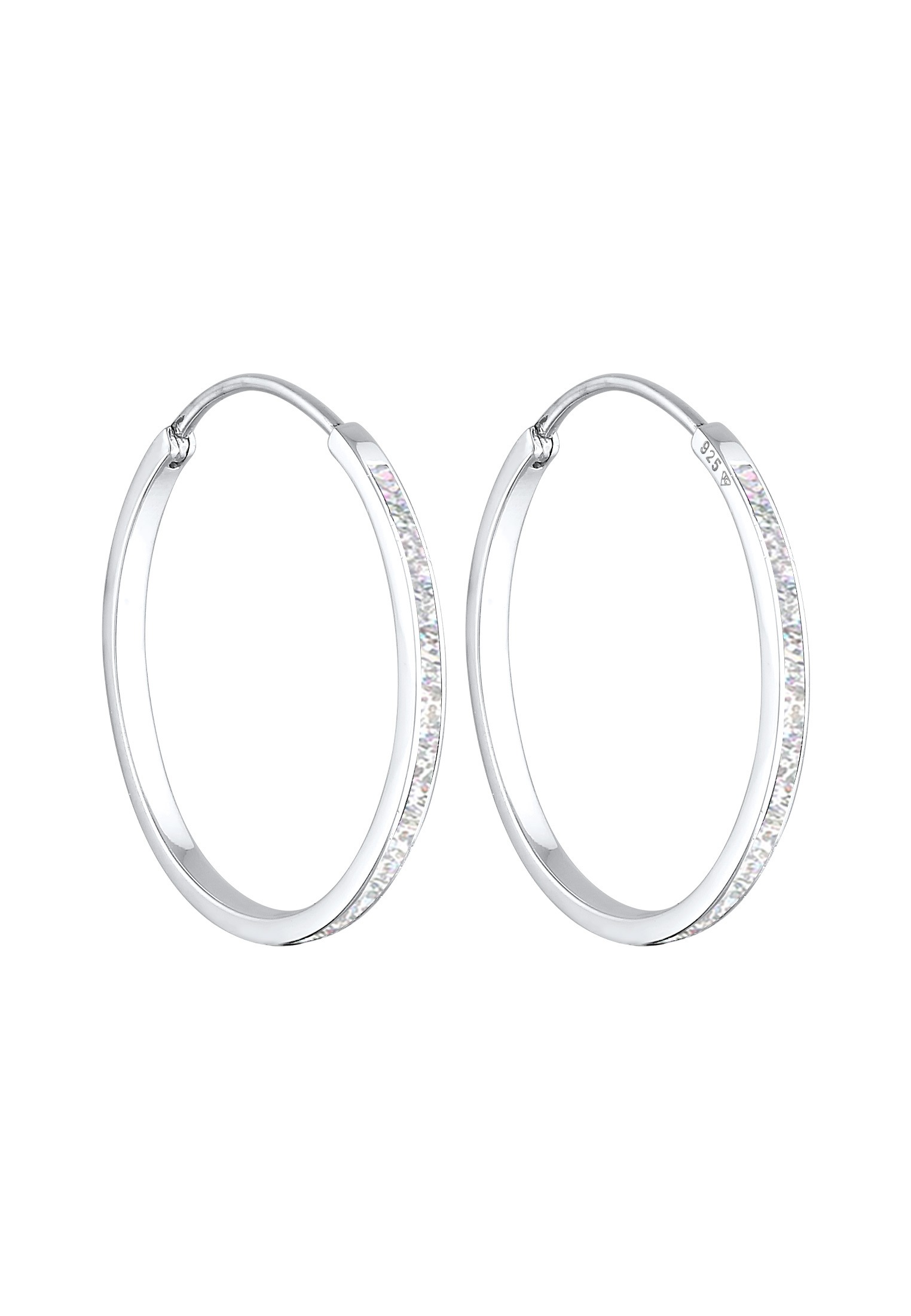 Elli Paar Creolen »Ohrringe Creolen mit funkelnden Emaille Lack 925 Sterling Silber«