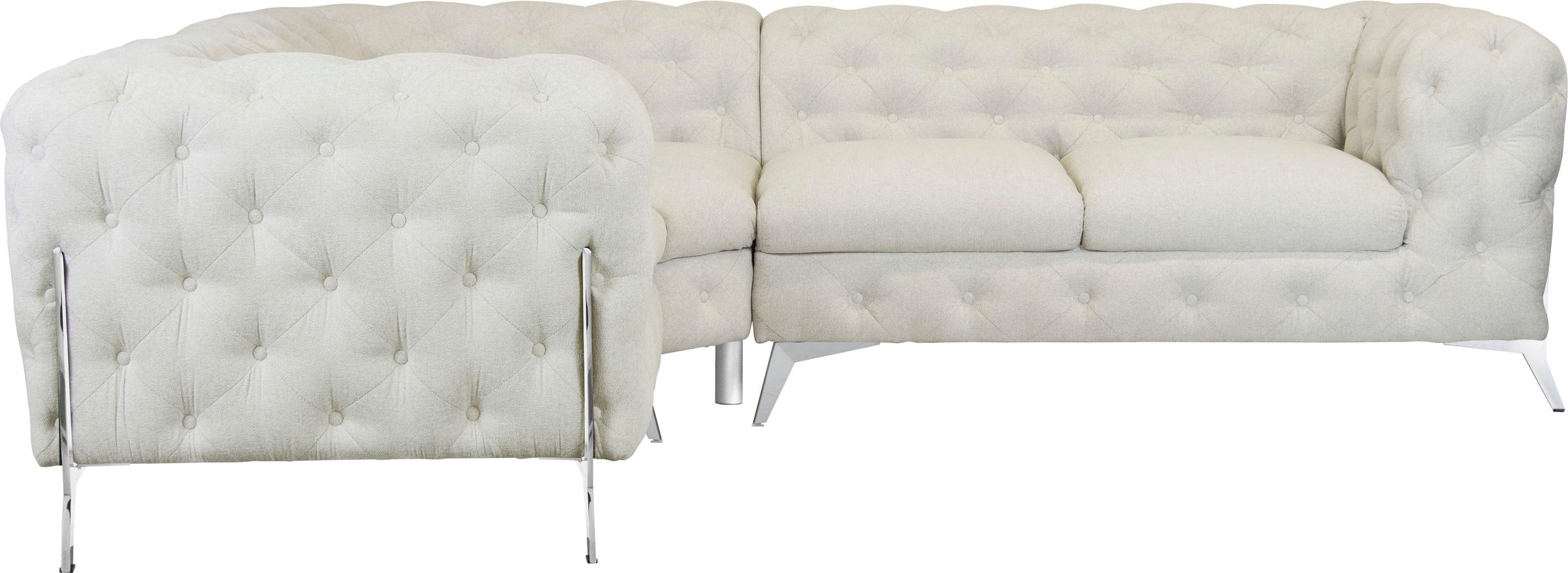 Leonique Chesterfield-Sofa »Amaury L-Form«, moderne Chersterfield-Optik, Breite 262 cm, Fußfarbe wählbar