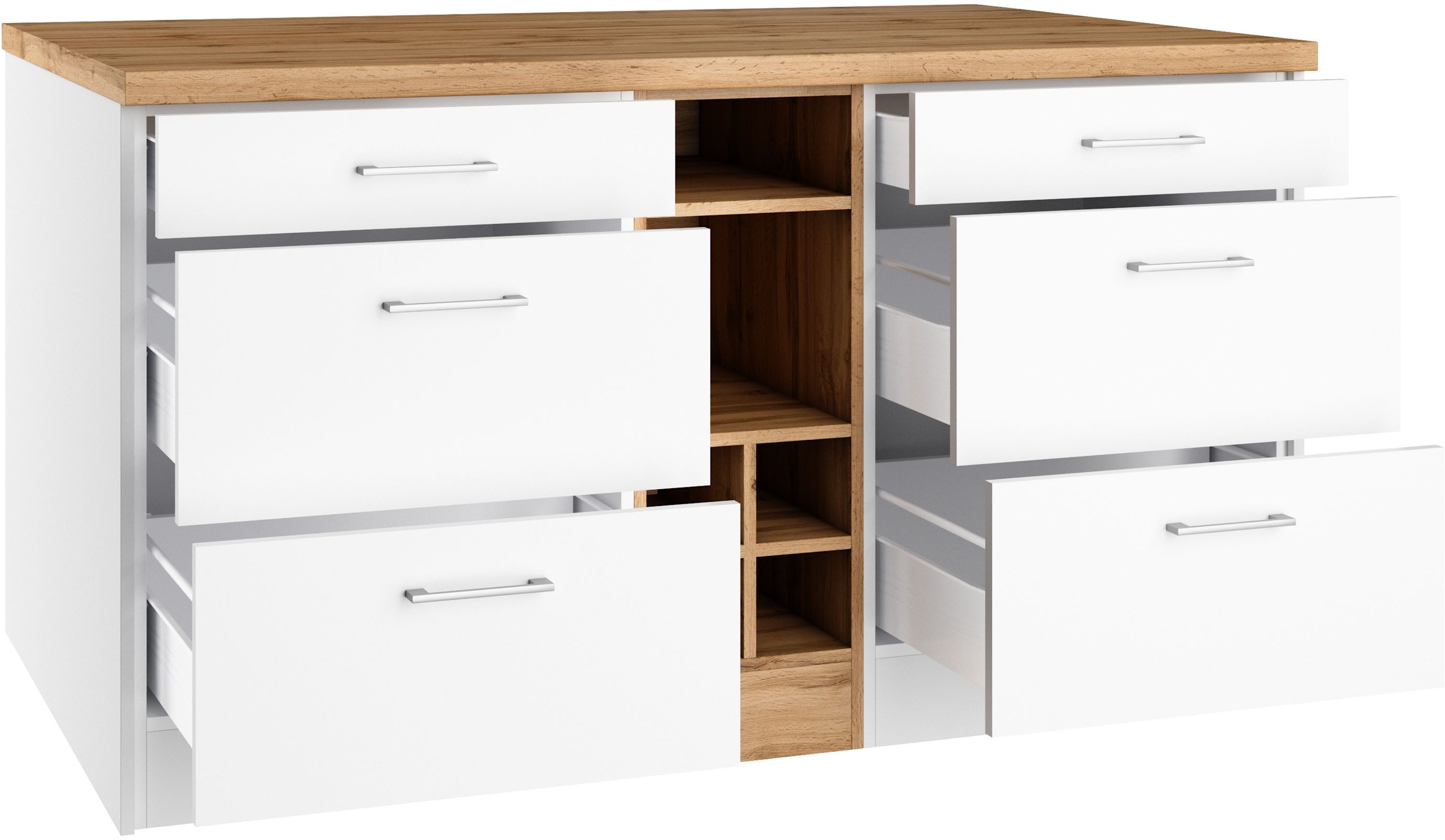 KOCHSTATION Kücheninsel »KS-Milan« Stellmaß 153/100 cm, viel Stauraum, Lebensmittelpunkt: Küche