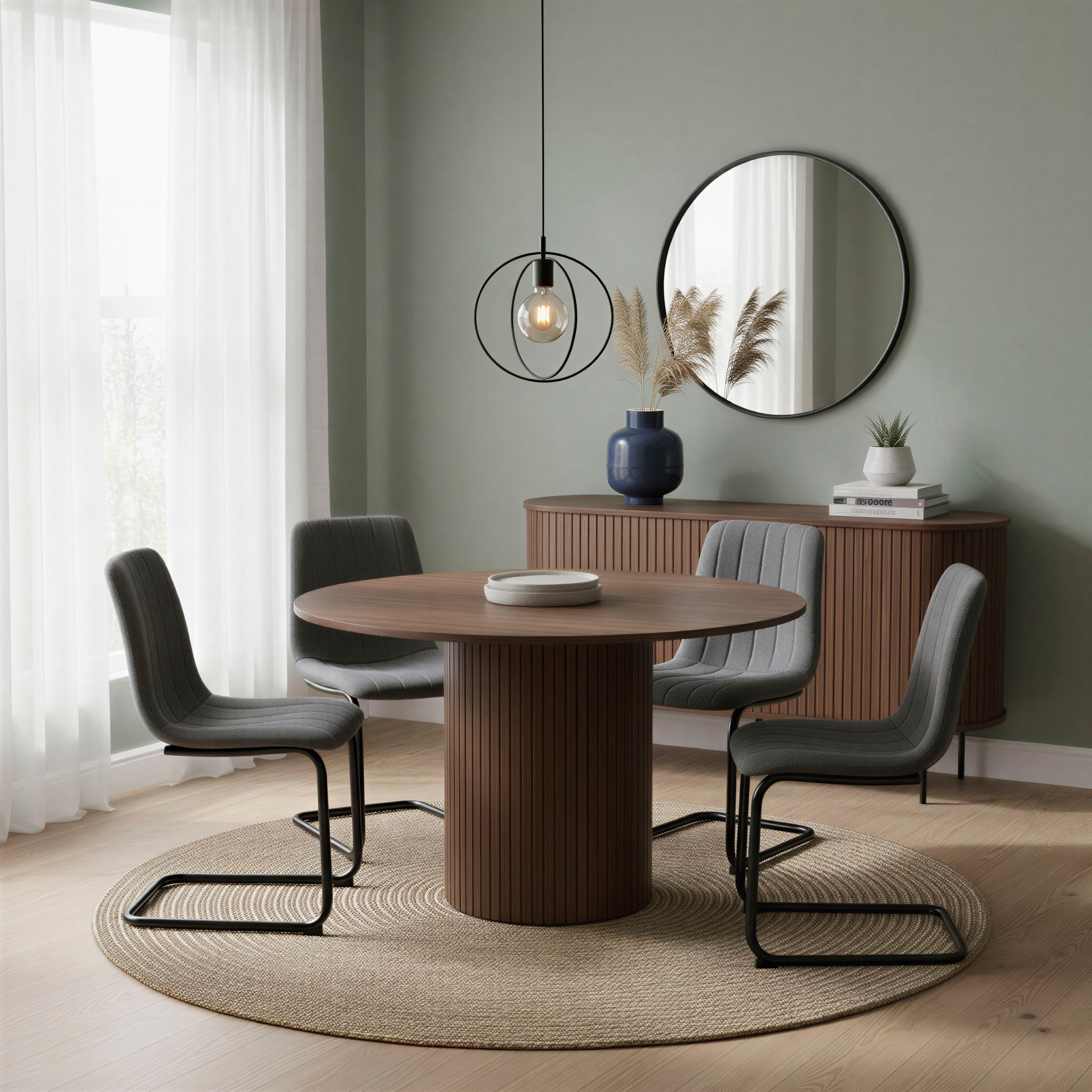 Möbilia Esstisch Sockel mit Lamellendesign