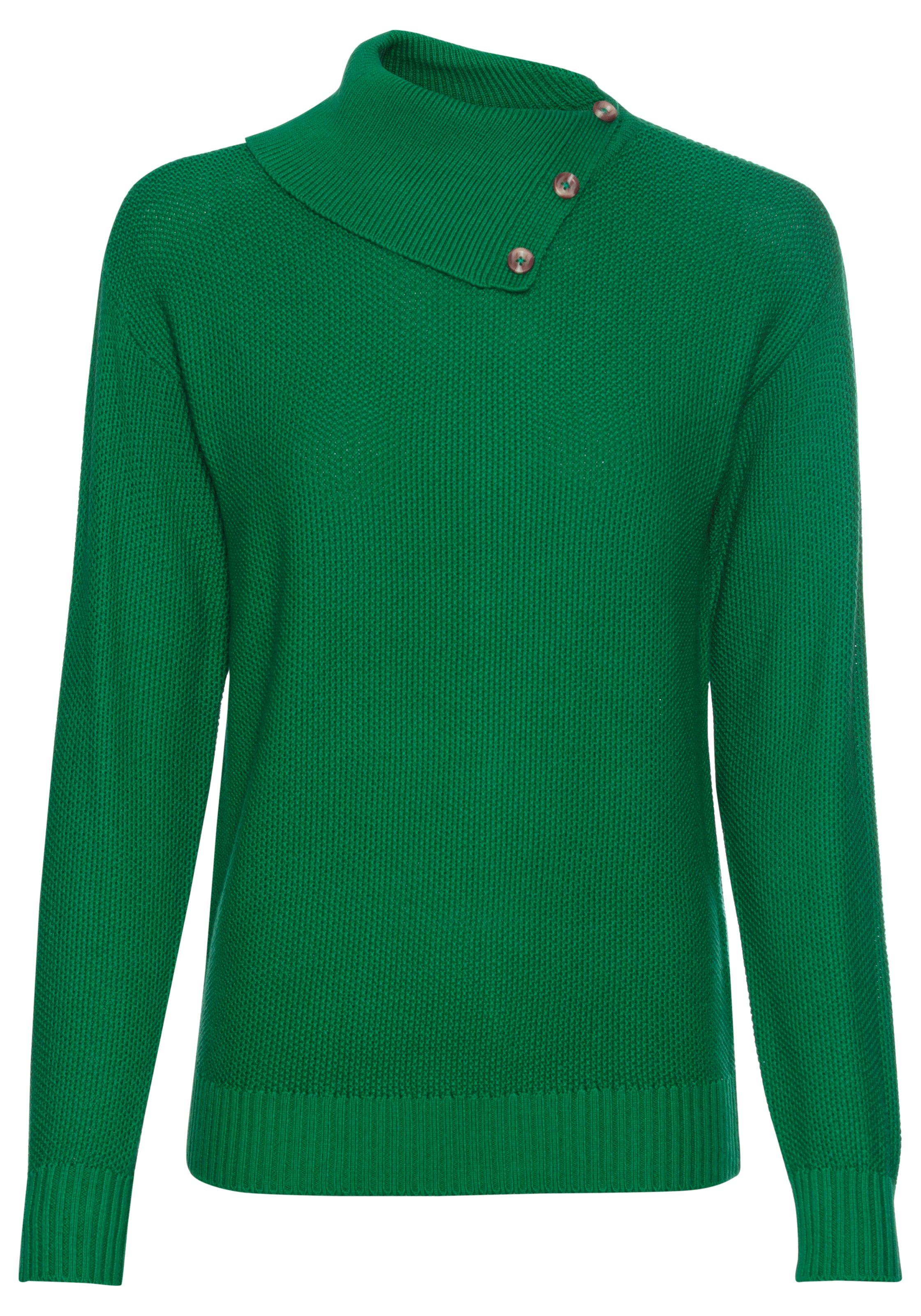 DELMAO Strickpullover, mit feinem Strickmuster und Zierknöpfen