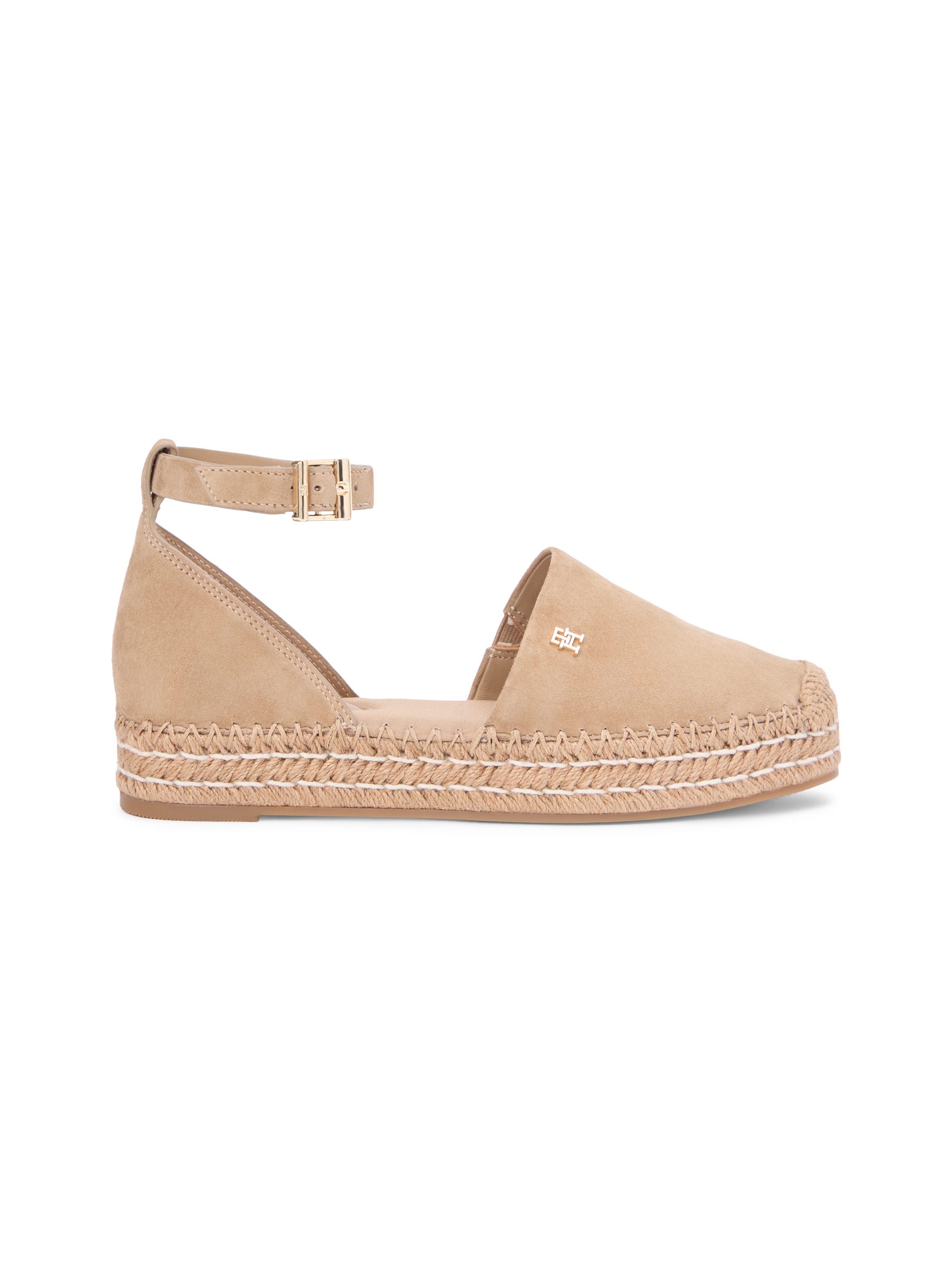Tommy Hilfiger Riemchenballerina »TH PLATFORM ESPAD SUEDE STRAP«  Sommerschuh, Plateausandalette mit verstellbarem Fersenriemchen