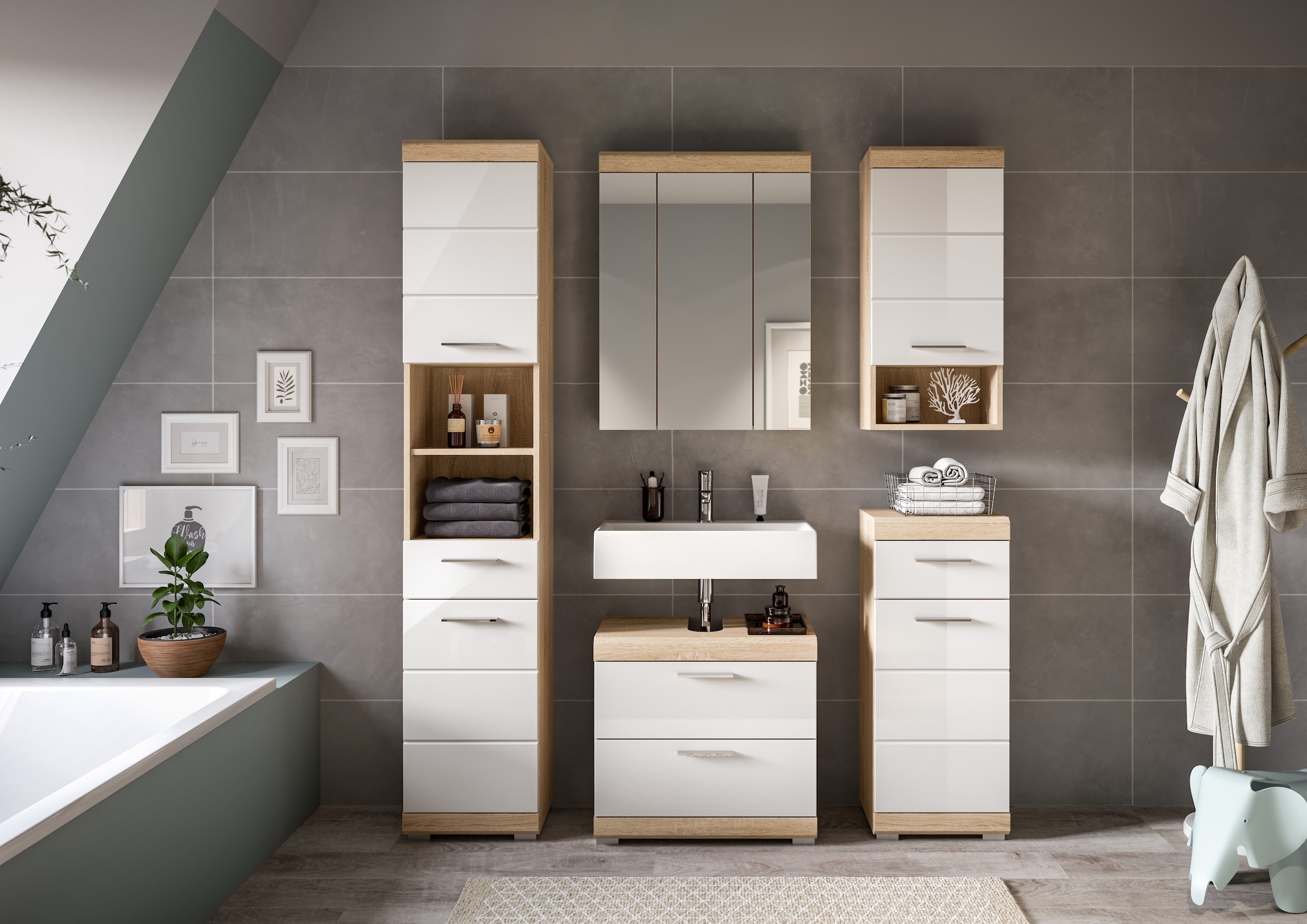 welltime Badmöbel-Set »Siena, 5 teilig, bestehend aus:« Set, TOPSELLER!, 5 Stk. tlg.