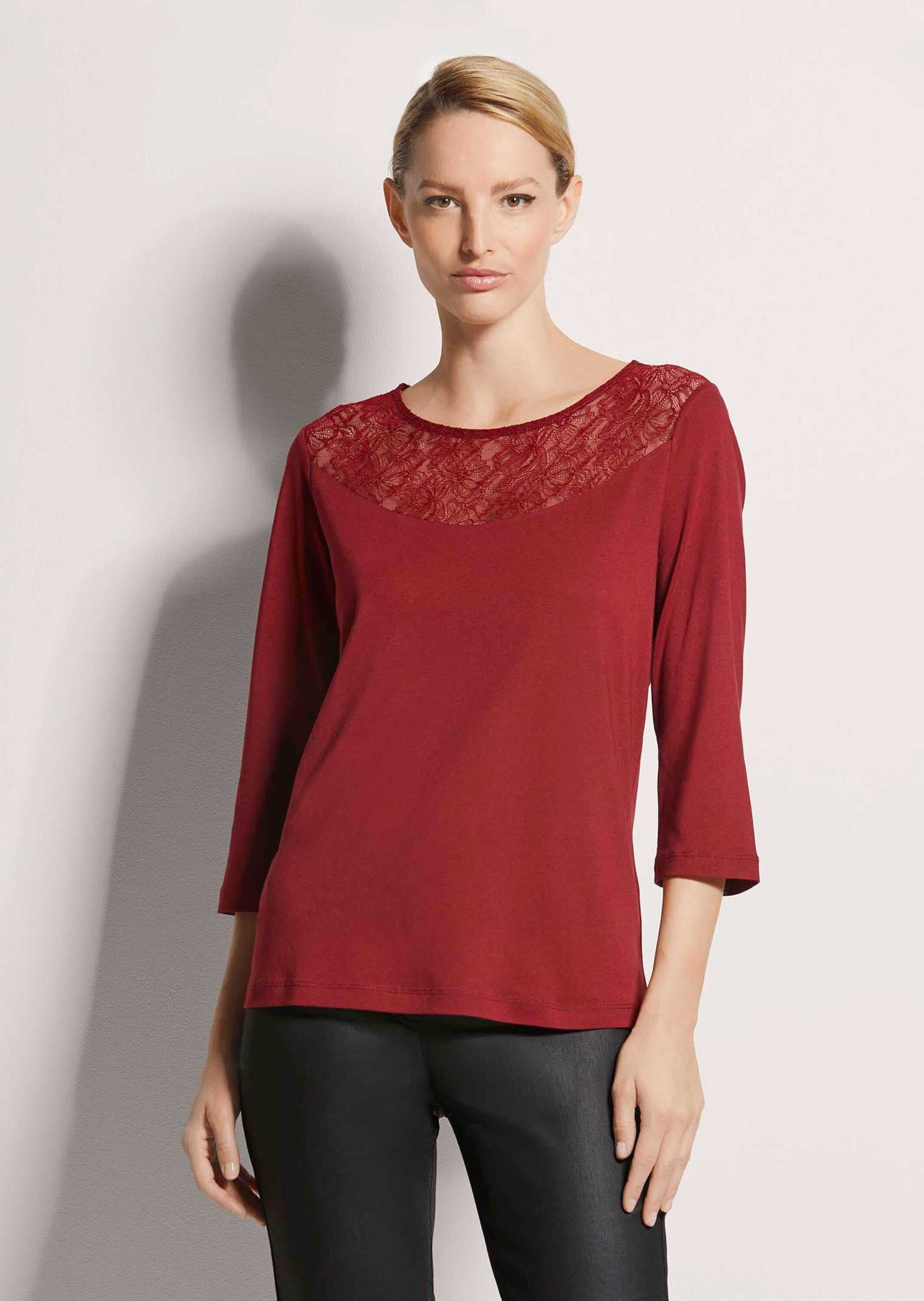 MADELEINE Kurzarmshirt »Shirt mit Spitze Rundhals-Shirt mit Spitze«
