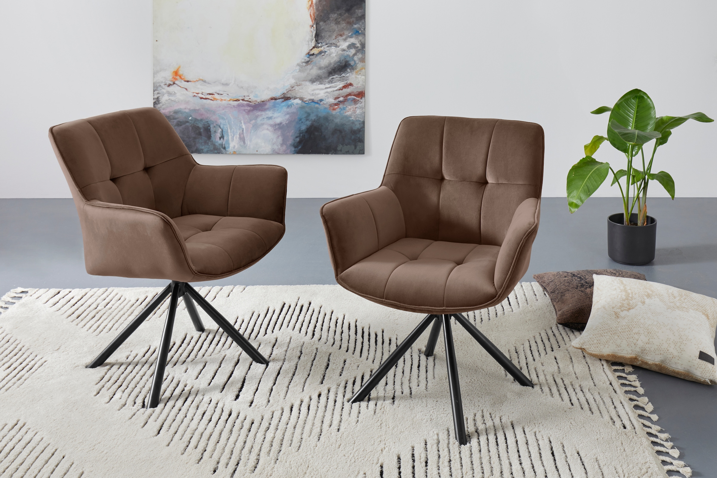 OTTO home Drehstuhl "Lika" () 2er Set, 360 Grad Drehfunktion, Samtpolsterung