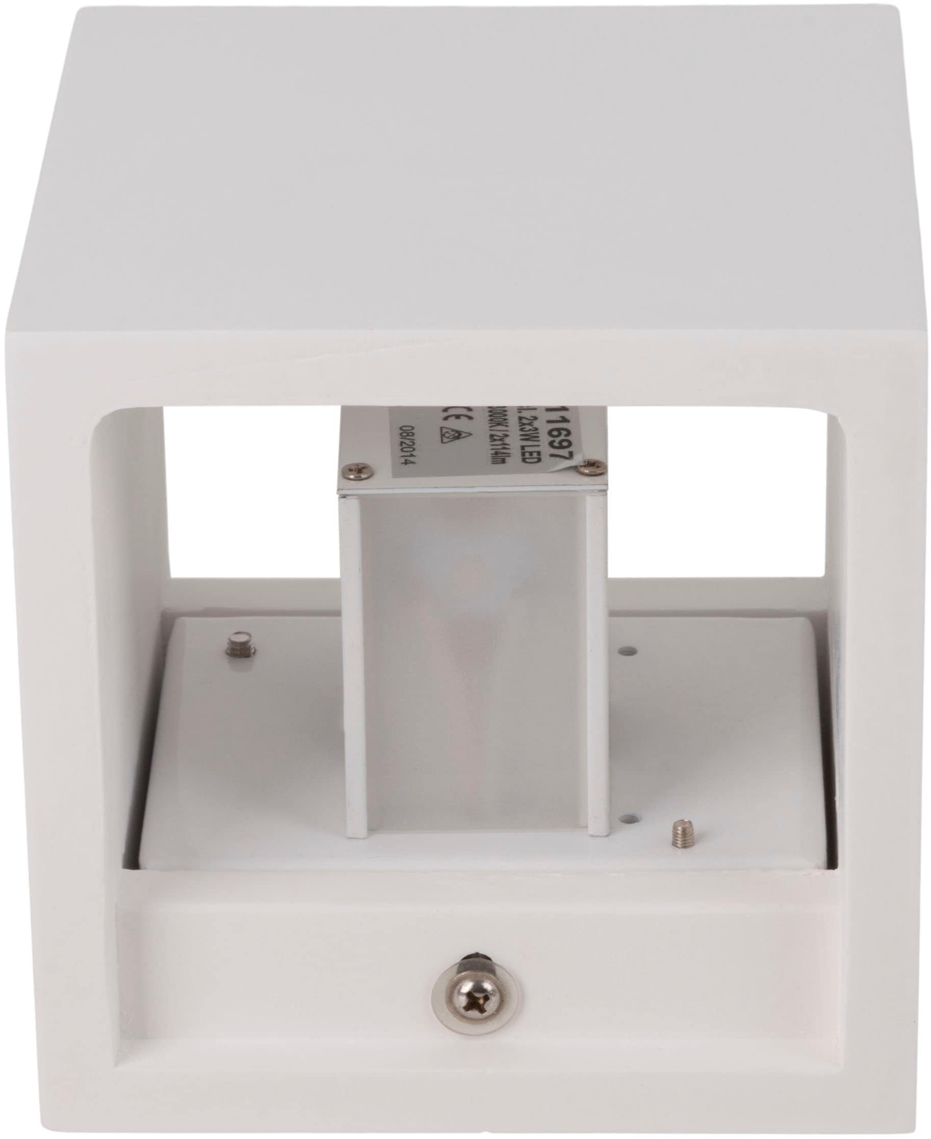 näve LED Wandleuchte »Wanna« LED-Modul 1 Stk. Warmweiß incl. 2x 3W Cree xp LED, l: 11,5cm, b: 11,5cm, h: 11,5cm, Gips, weiß