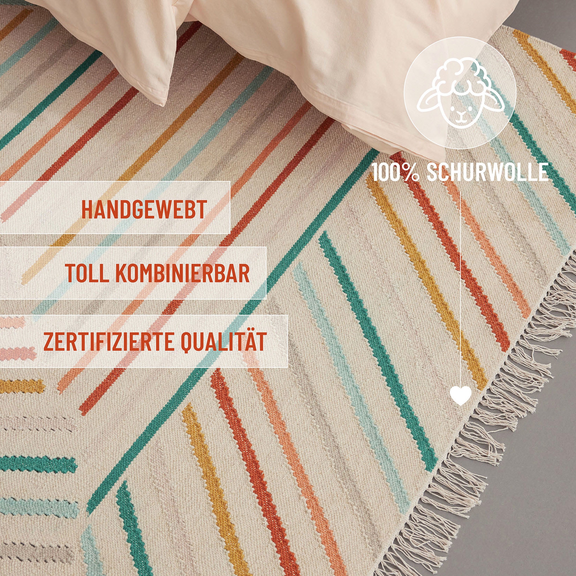 Wecon home Teppich »Modern Pop« rechteckig 5 mm Höhe handgewebt, robust, strapazierfähig, skandinavisch, Naturfaser