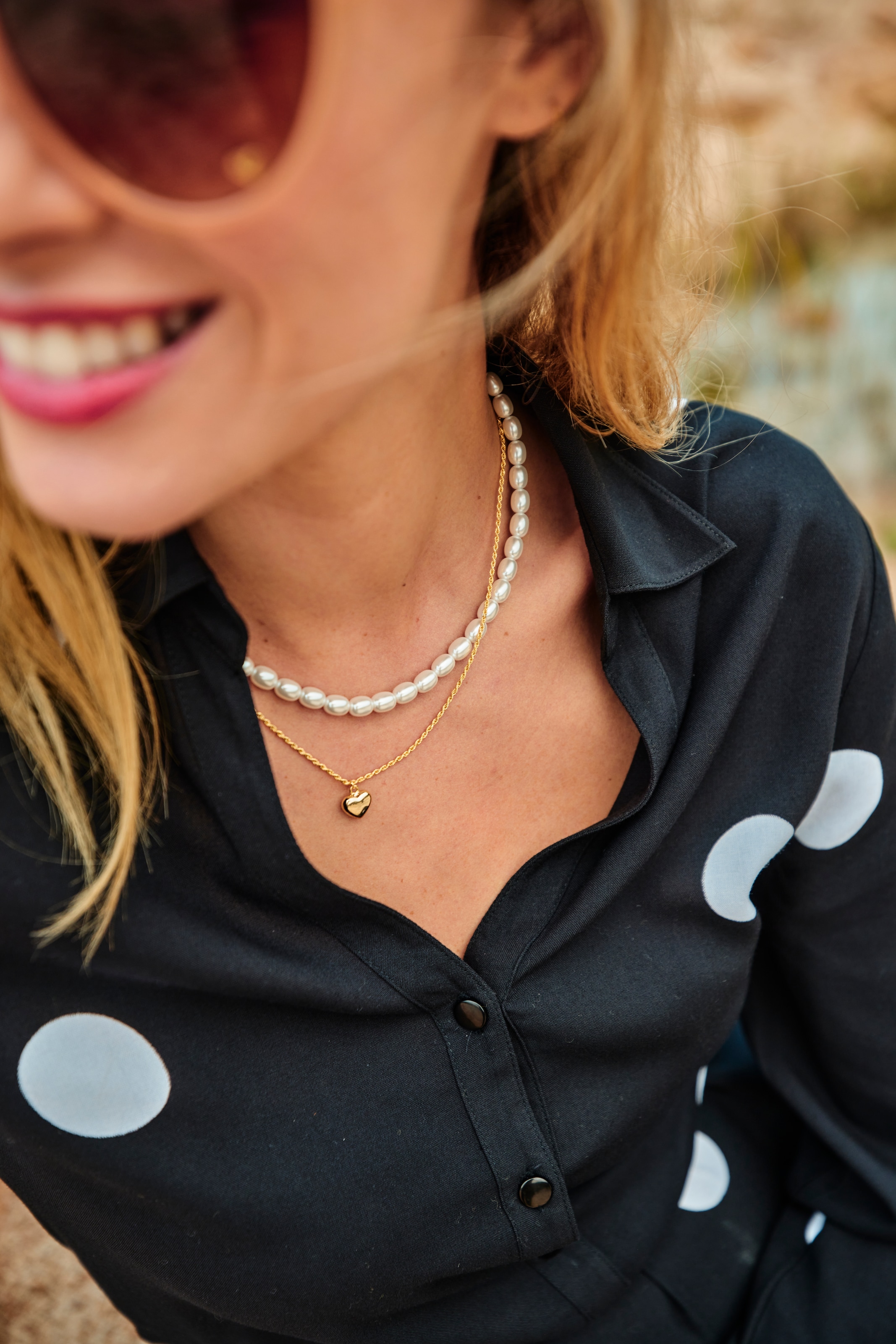 Aniston JEWELRY & WATCHES Kette mit Anhänger »Schmuck Geschenk Silber 925 Halskette mit Perlen und Herzanhänger« mit Perle (synth.)